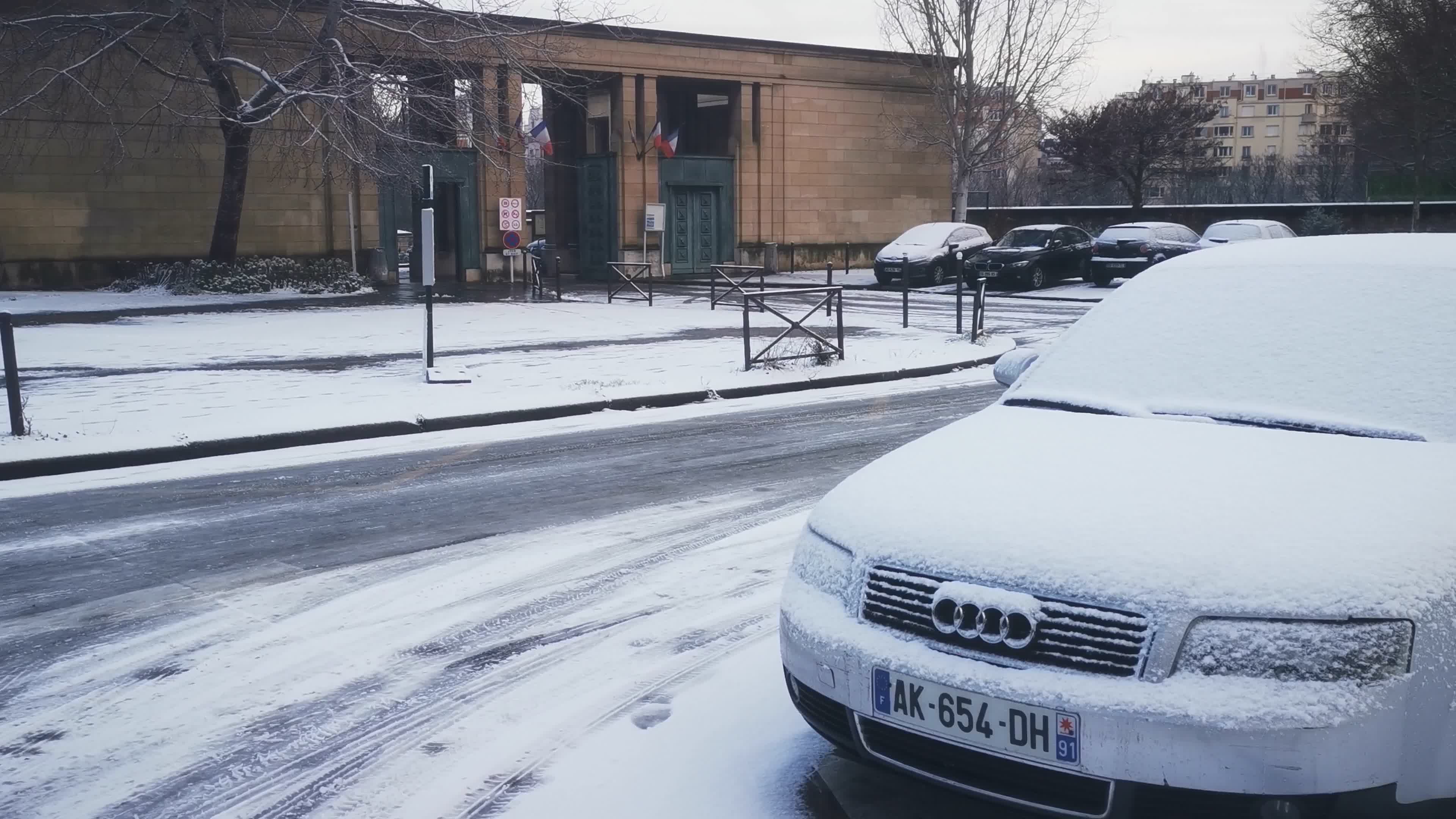Snow in Paris, France