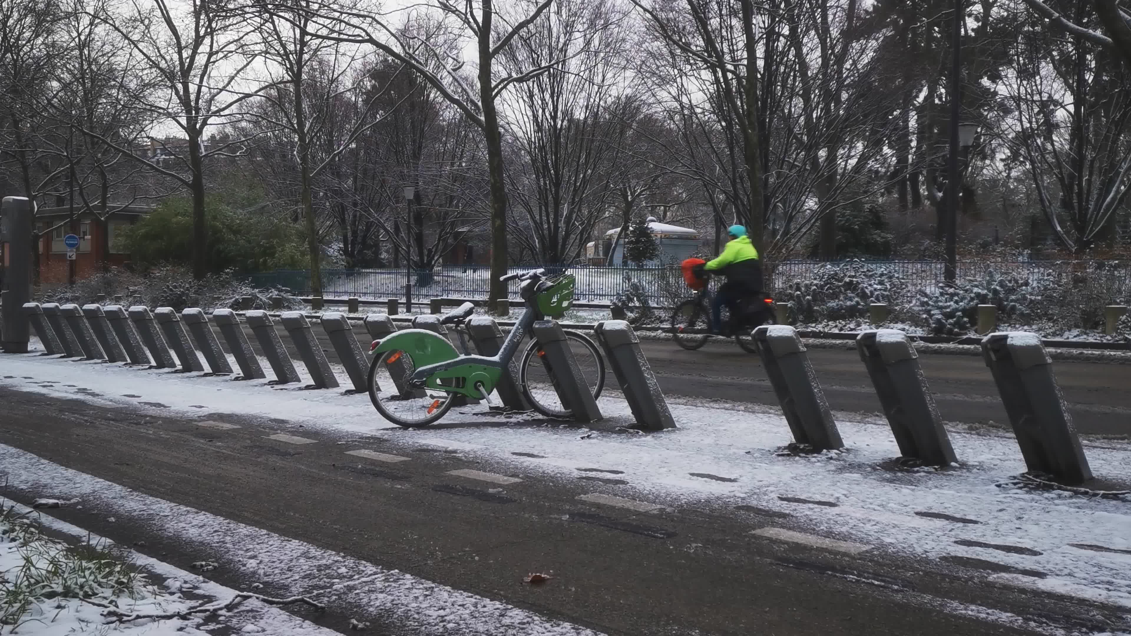 Snow in Paris, France