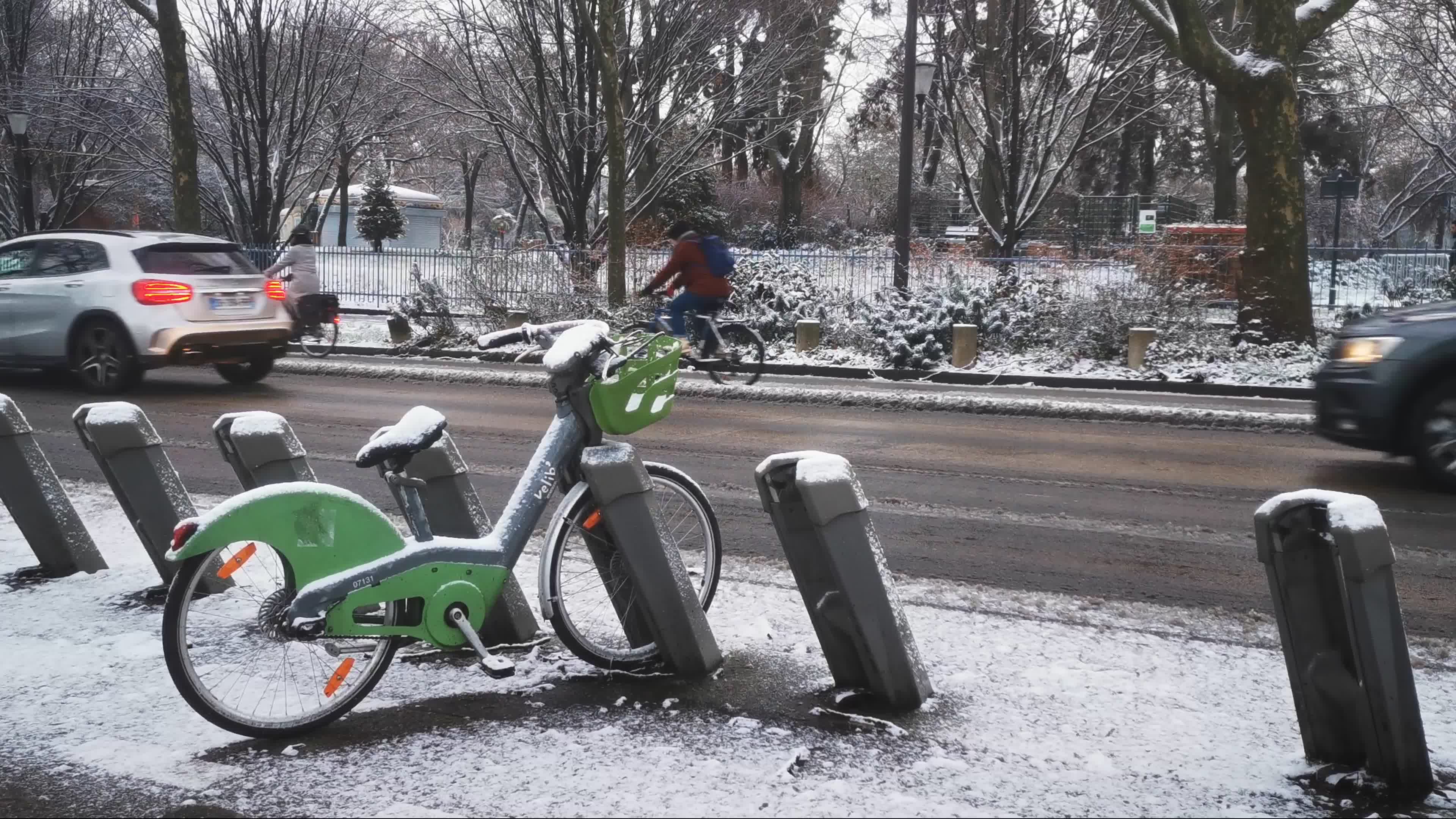 Snow in Paris, France