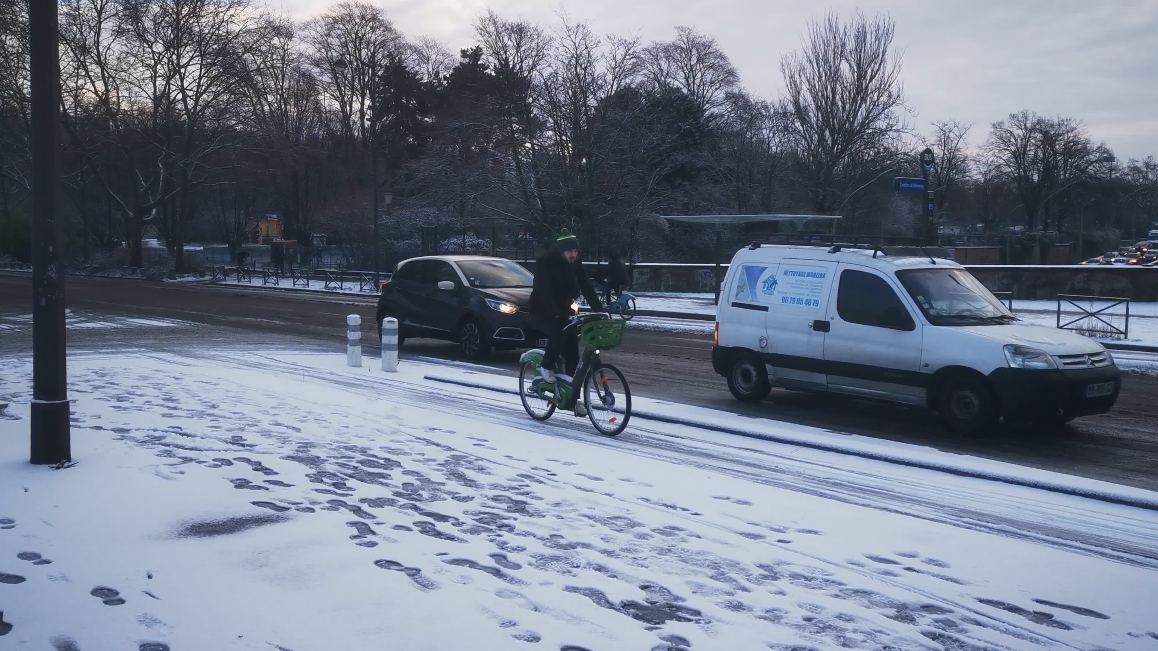 Snow in Paris, France