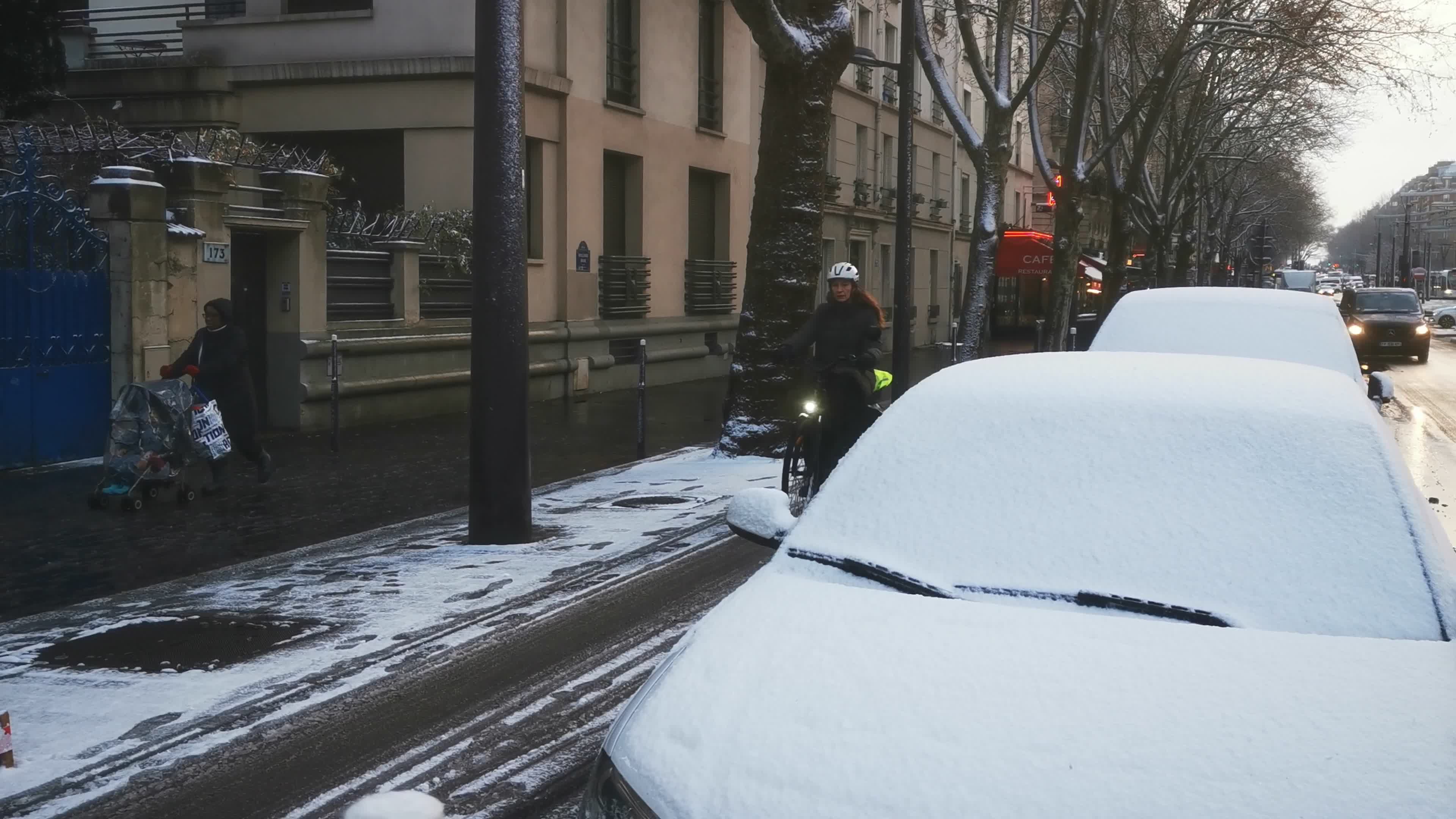 Snow in Paris, France