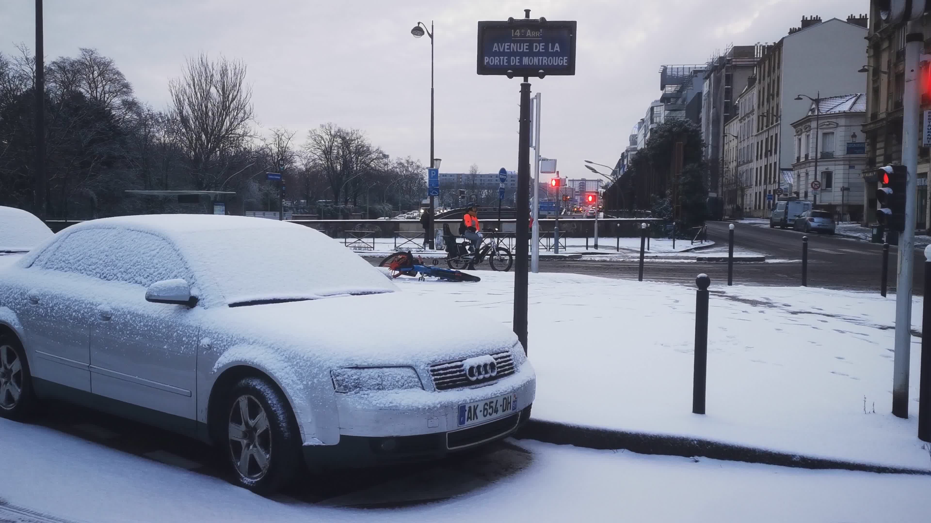 Snow in Paris, France