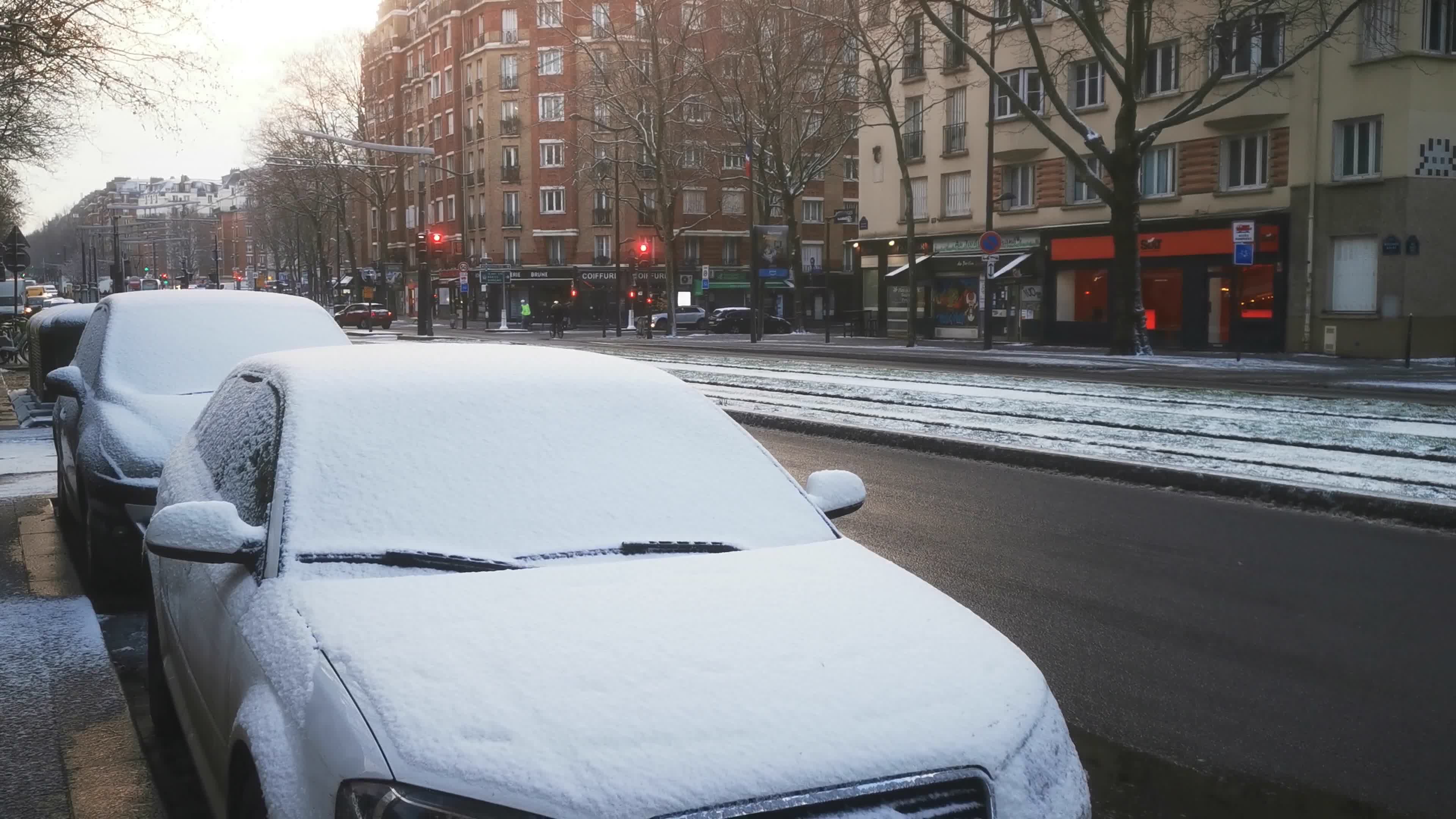 Snow in Paris, France