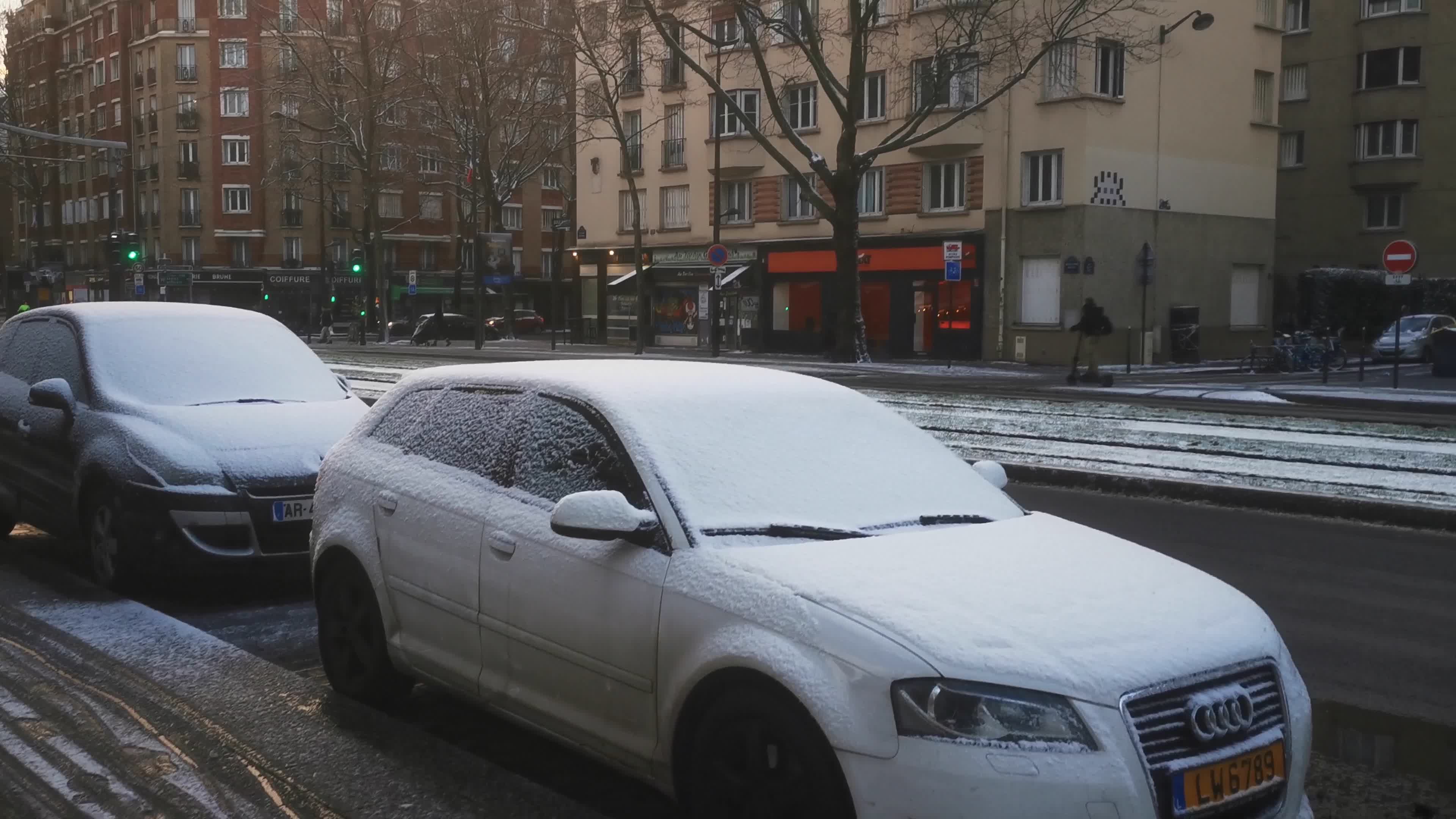 Snow in Paris, France