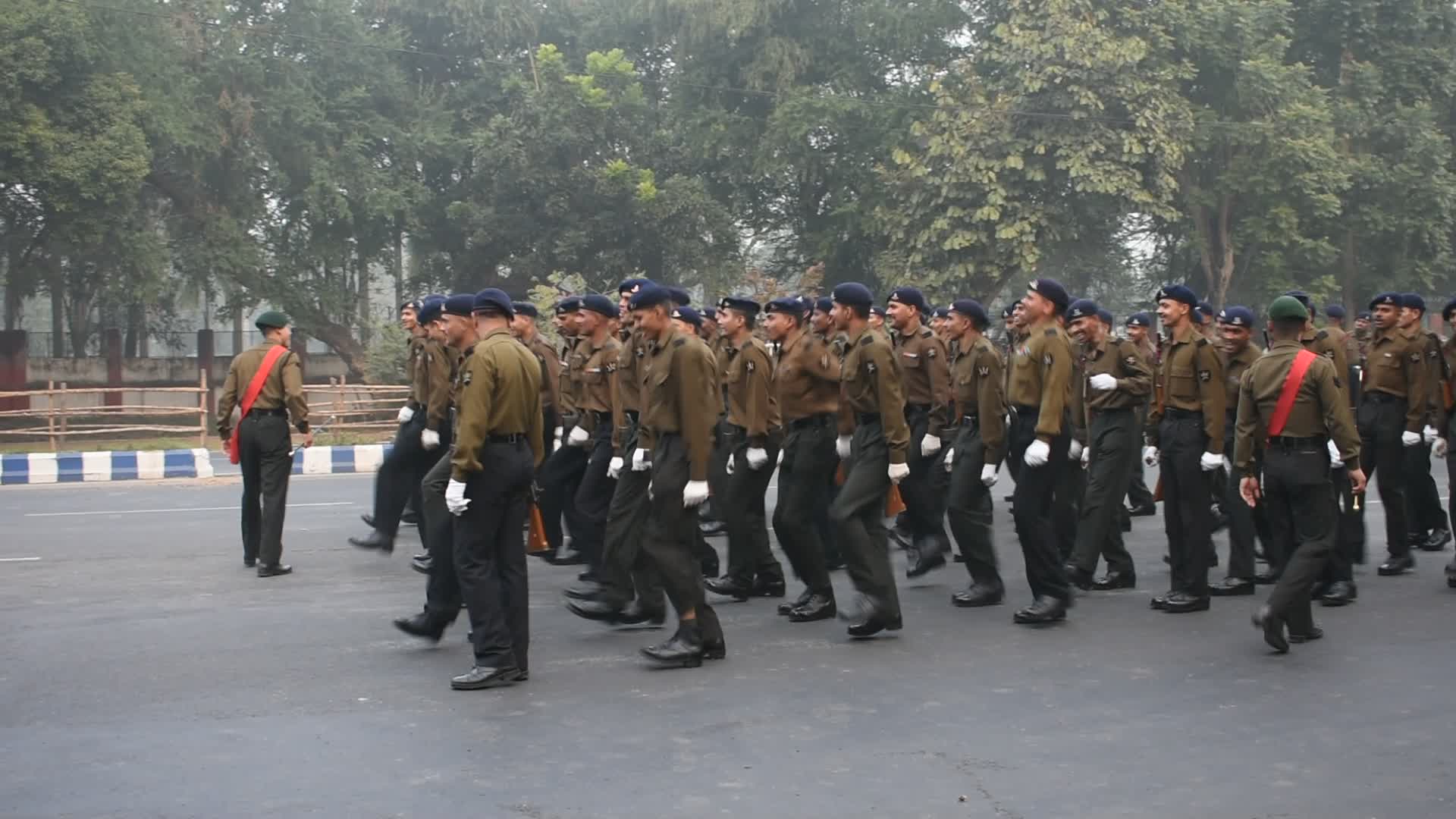 Parade rehearsal ahead of Independence day celebration in India.