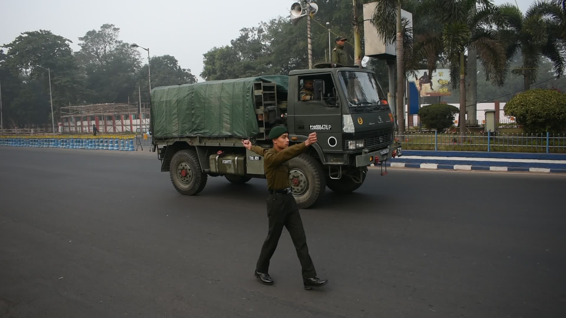 Parade rehearsal ahead of Independence day celebration in India.