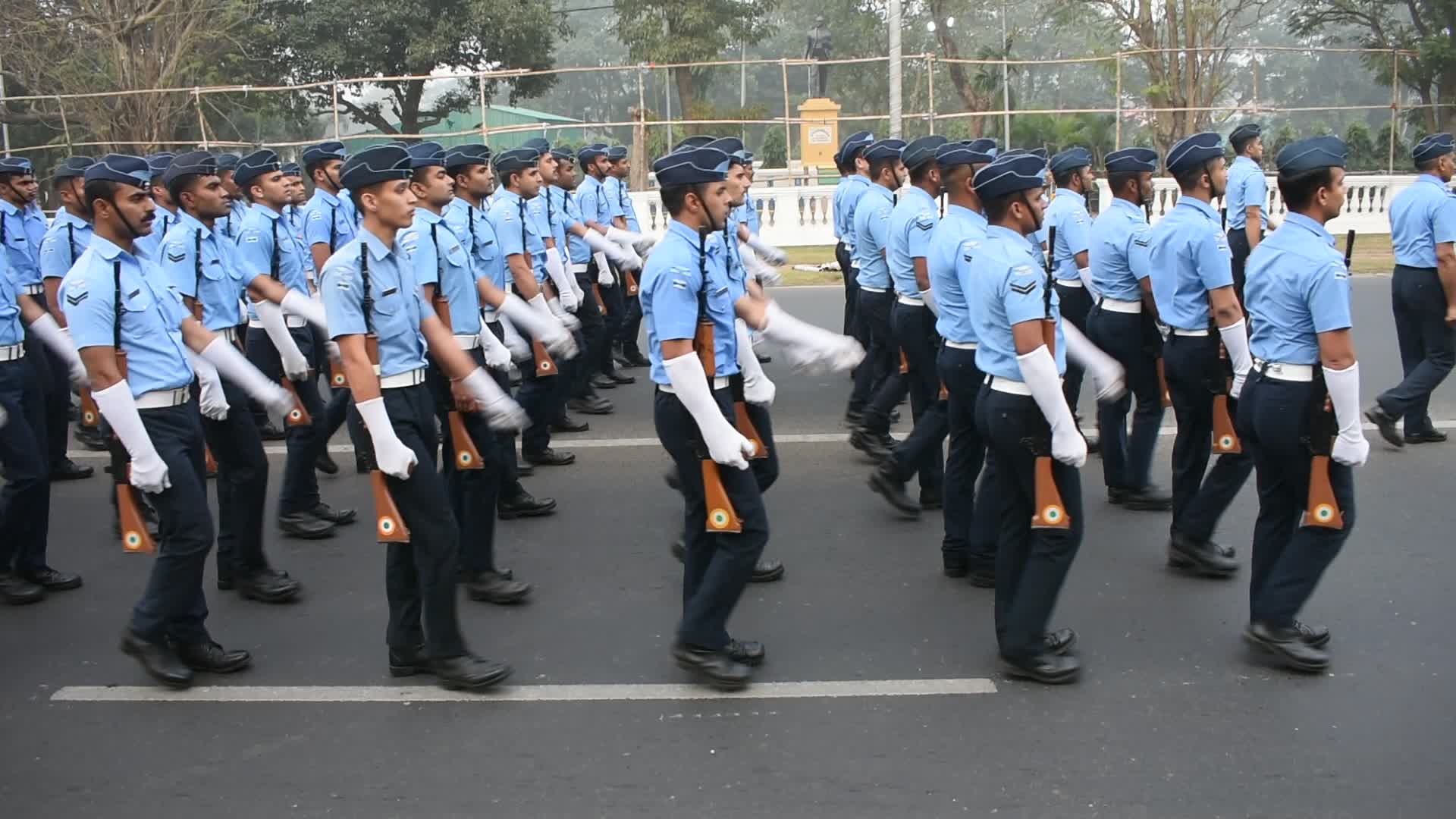 Parade rehearsal ahead of Independence day celebration in India.