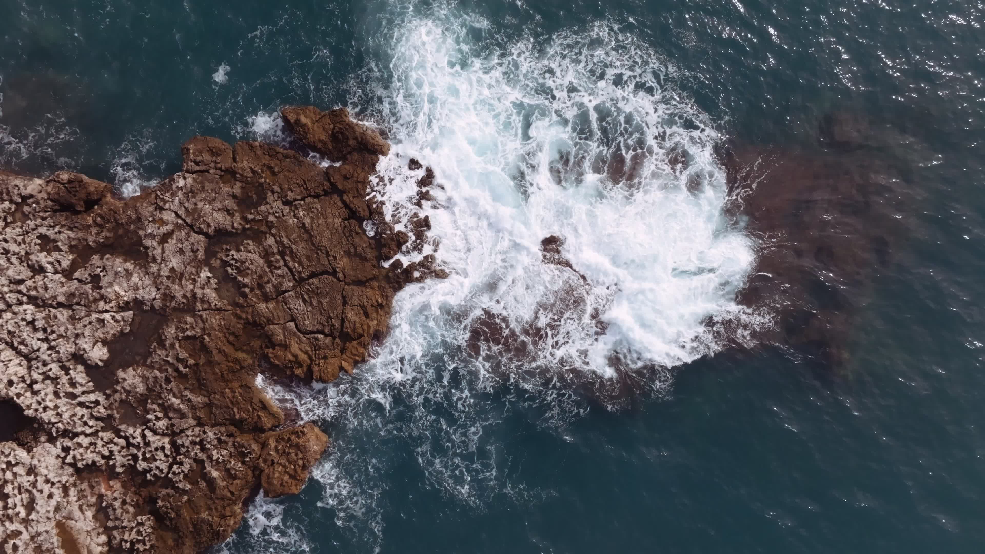 Drone View Of Cliff With Waves In The Ionic Coast