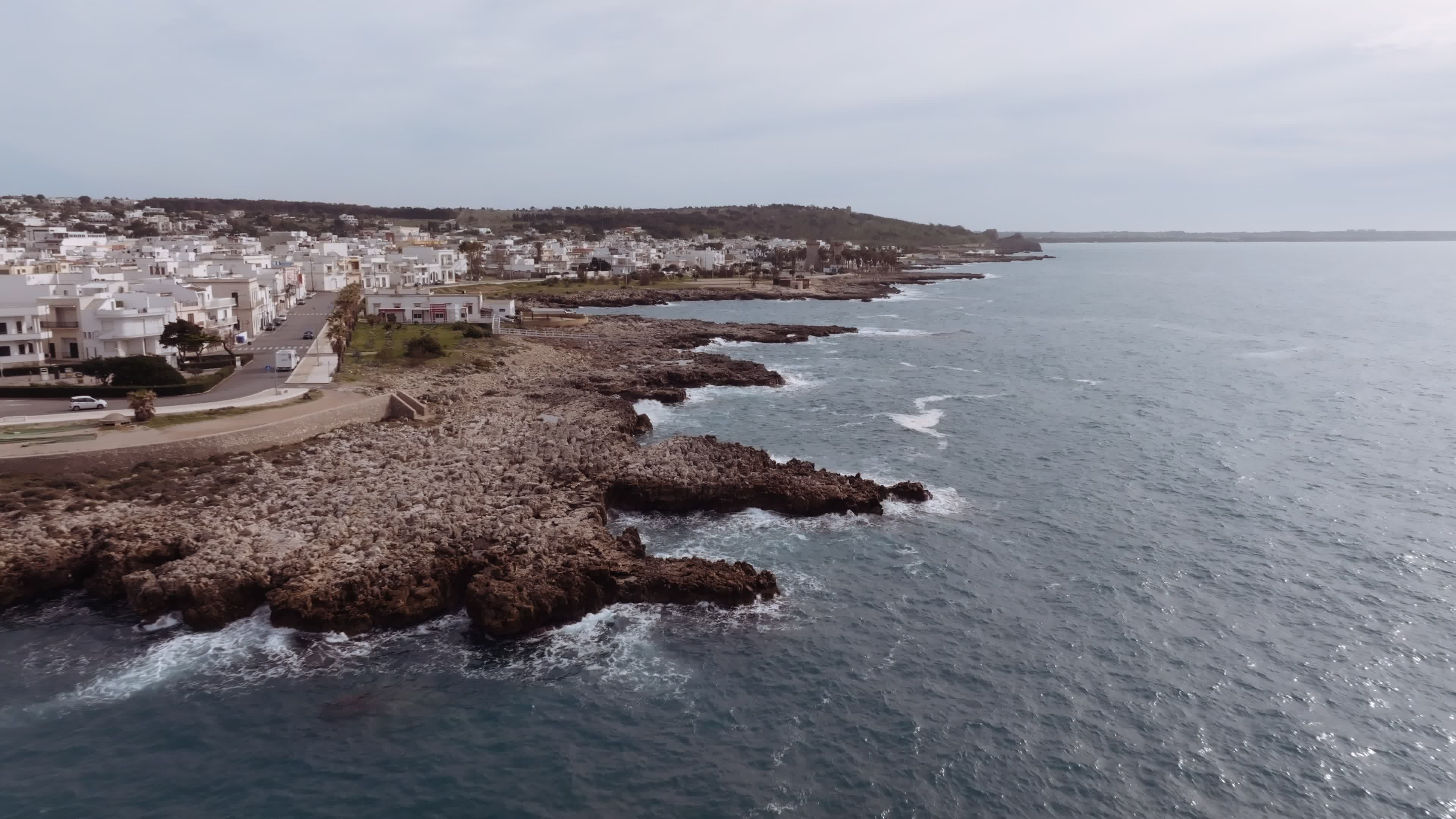 Drone View Of Cliff With Waves In The Ionic Coast