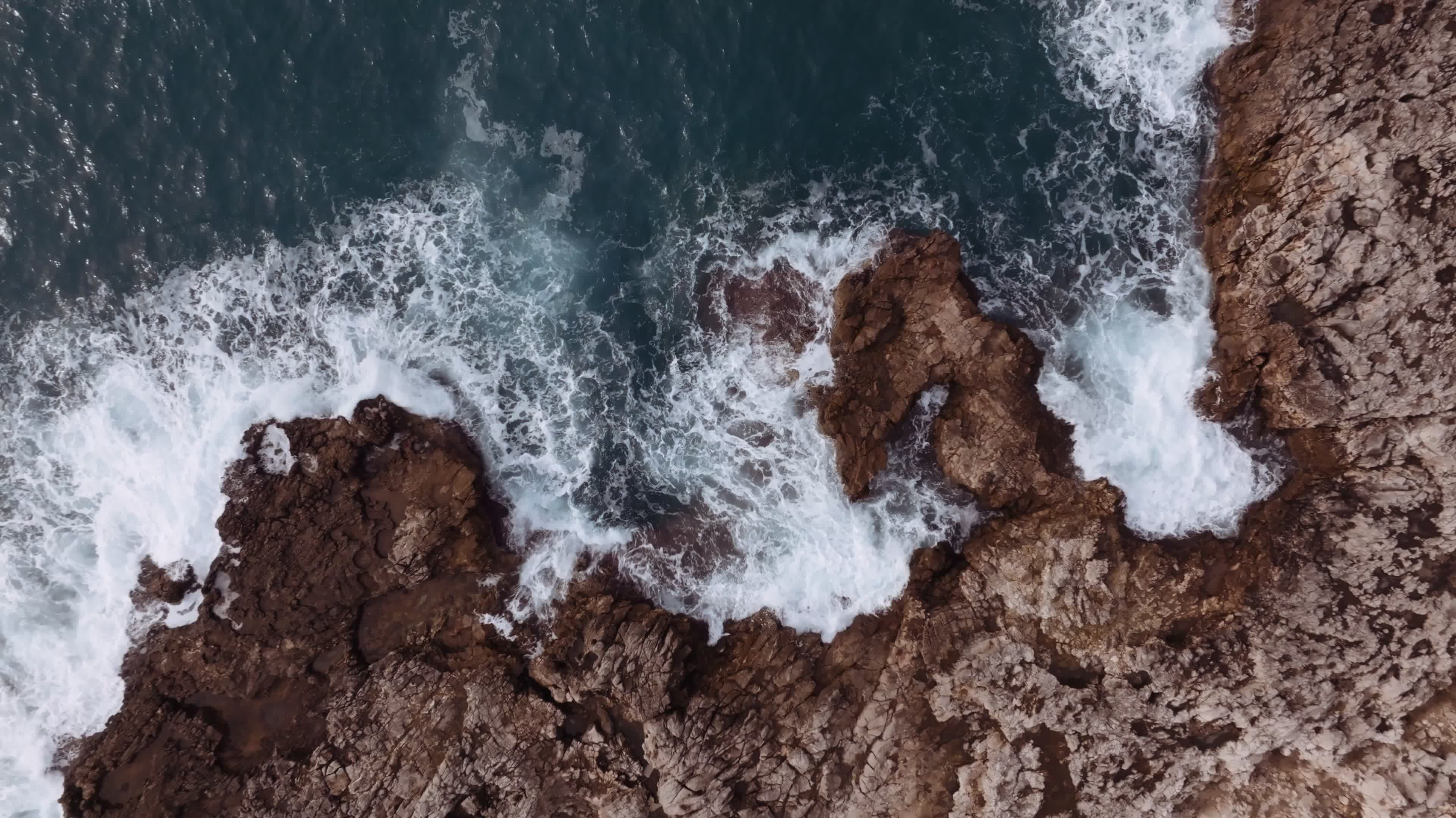 Drone View Of Cliff With Waves In The Ionic Coast