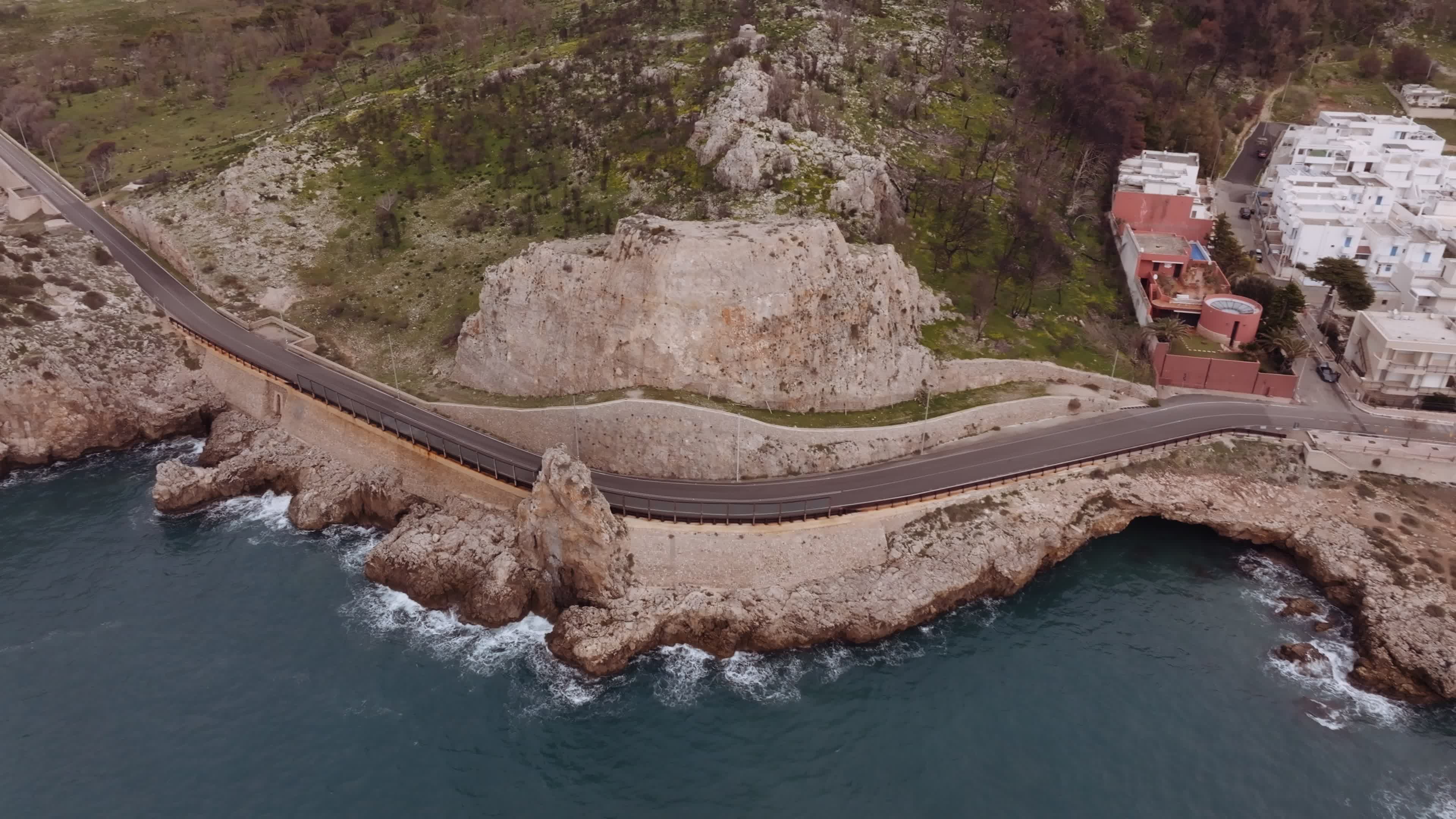 Drone View of the Split Mountain (Montagna Spaccata) in Santa Maria al Bagno