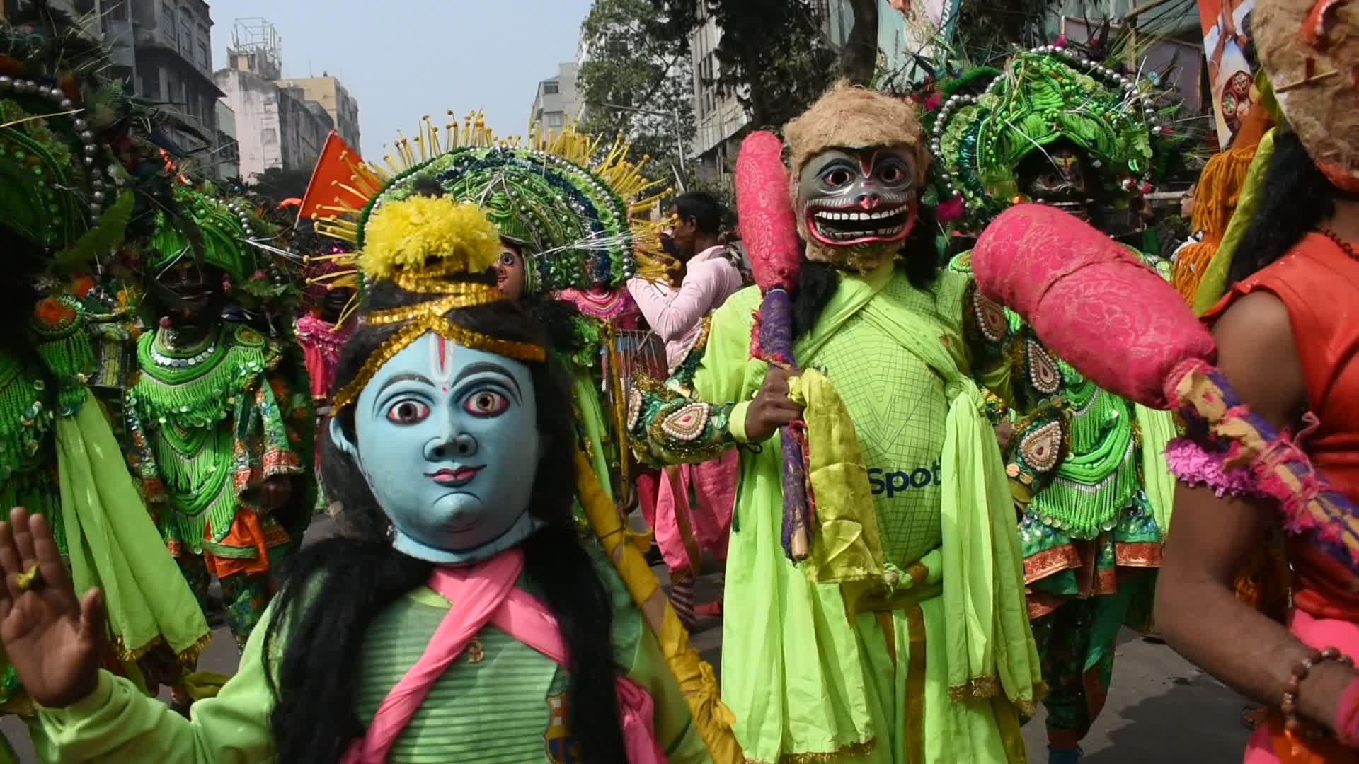 Devotees celebrate inauguration of Ayodha Ram temple in India.