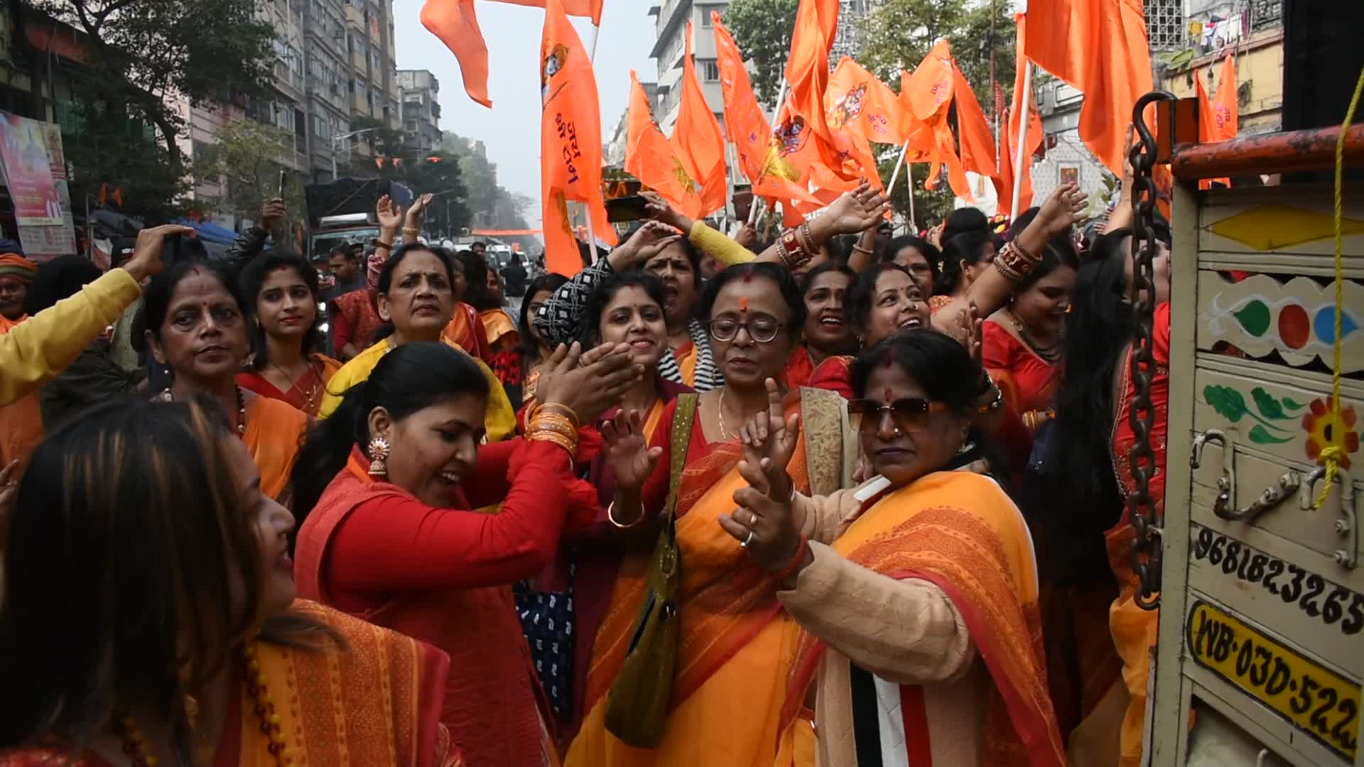 Devotees celebrate inauguration of Ayodha Ram temple in India.