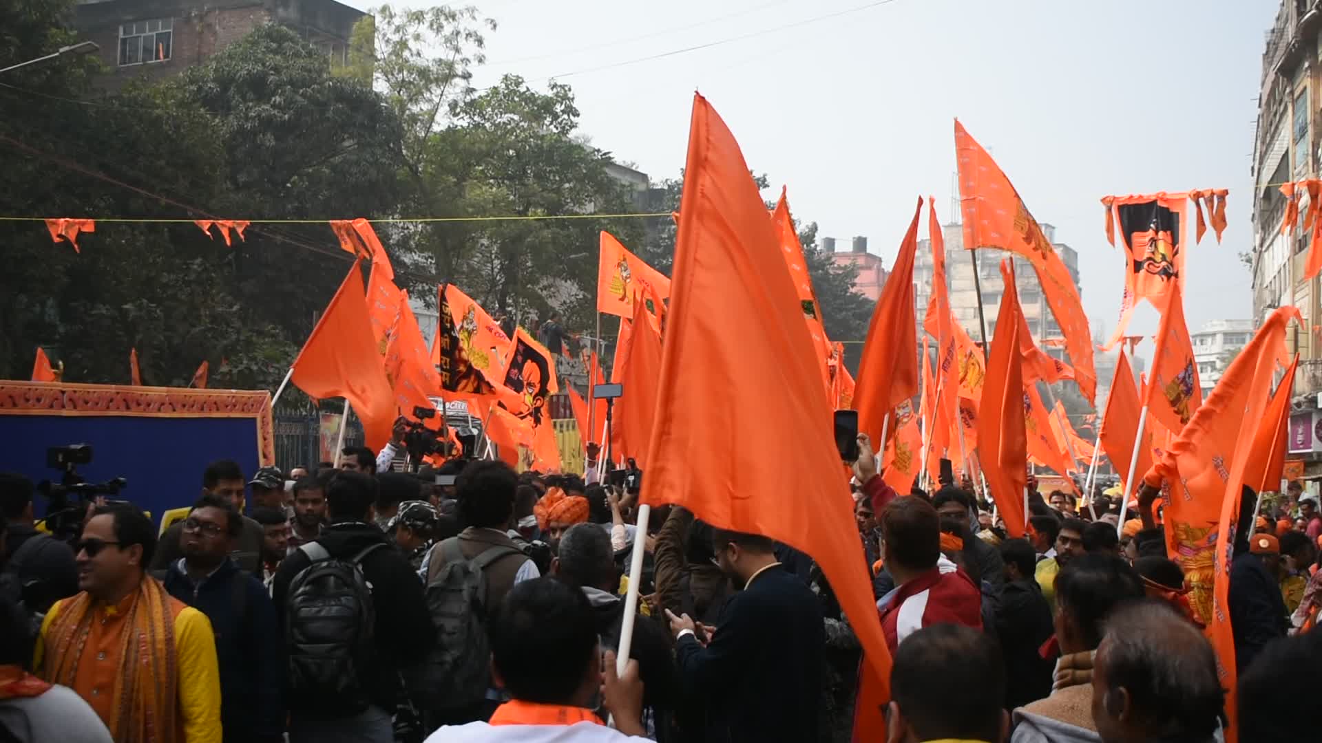 Devotees celebrate inauguration of Ayodha Ram temple in India.
