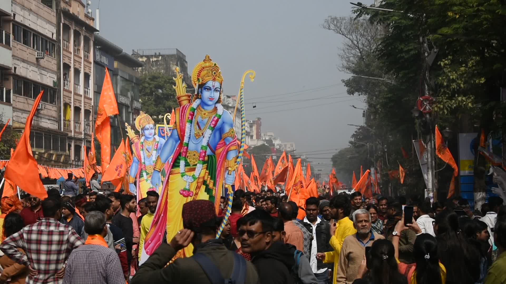 Devotees celebrate inauguration of Ayodha Ram temple in India.