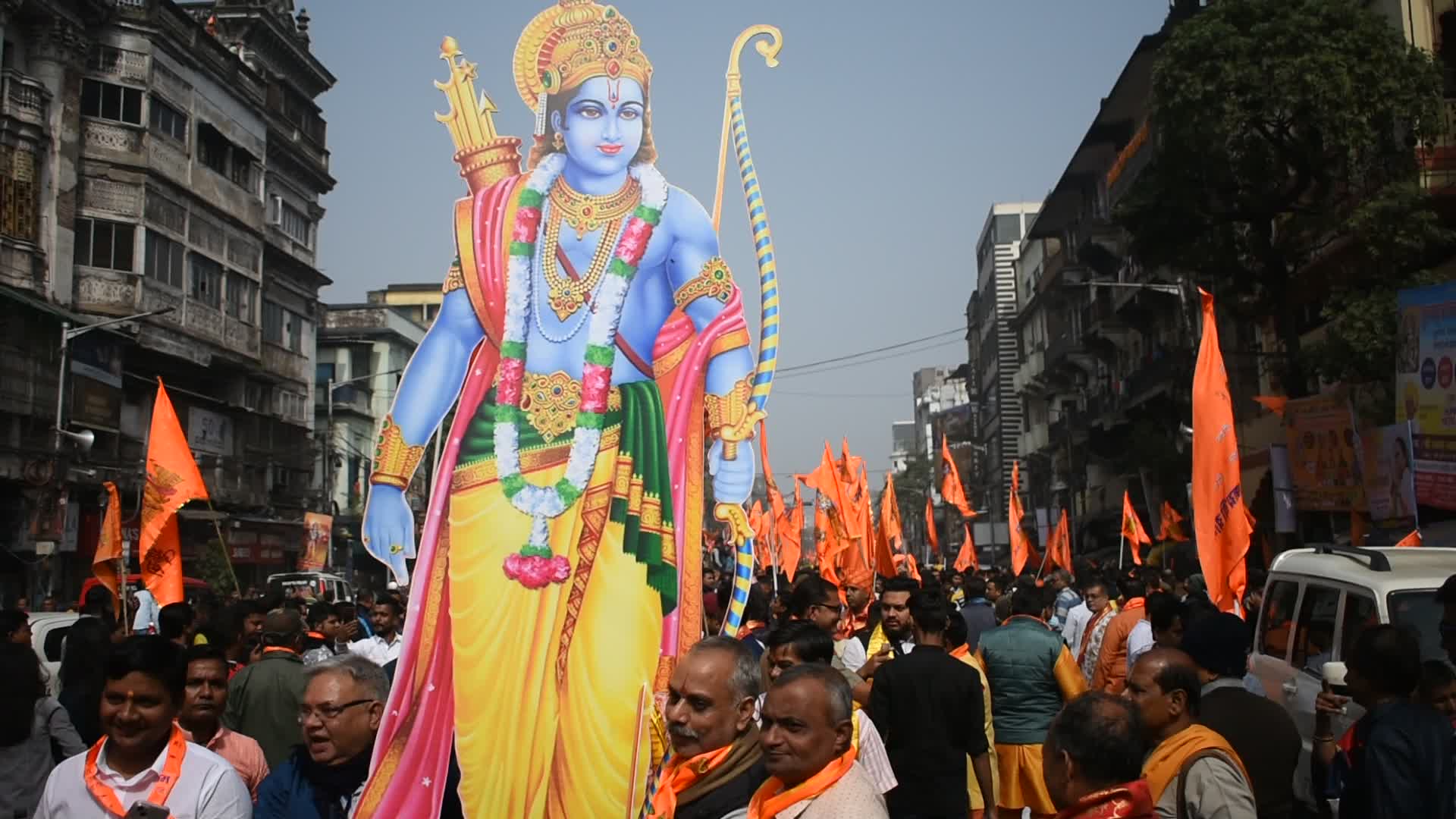 Devotees celebrate inauguration of Ayodha Ram temple in India.