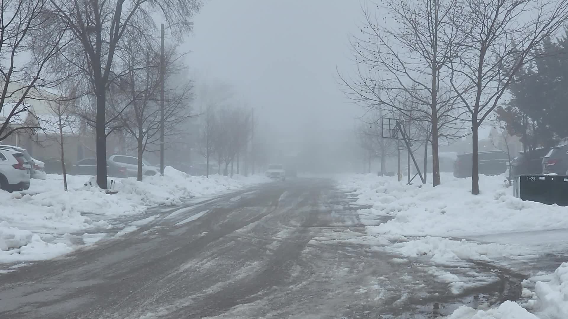 Cold and wet foggy day in Toronto, Canada