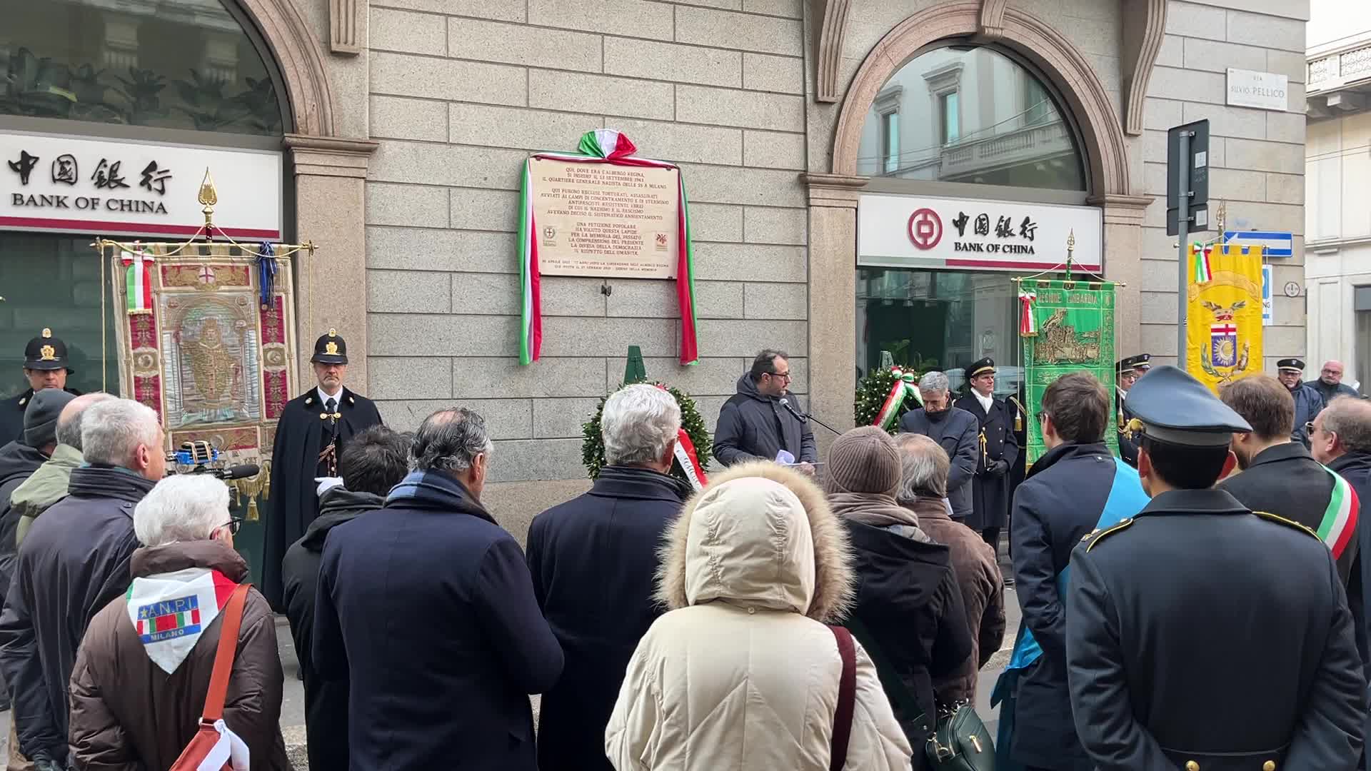 International Holocaust Remembrance Day Commemoration at Former Nazi Command Site, Albergo Regina, Milan