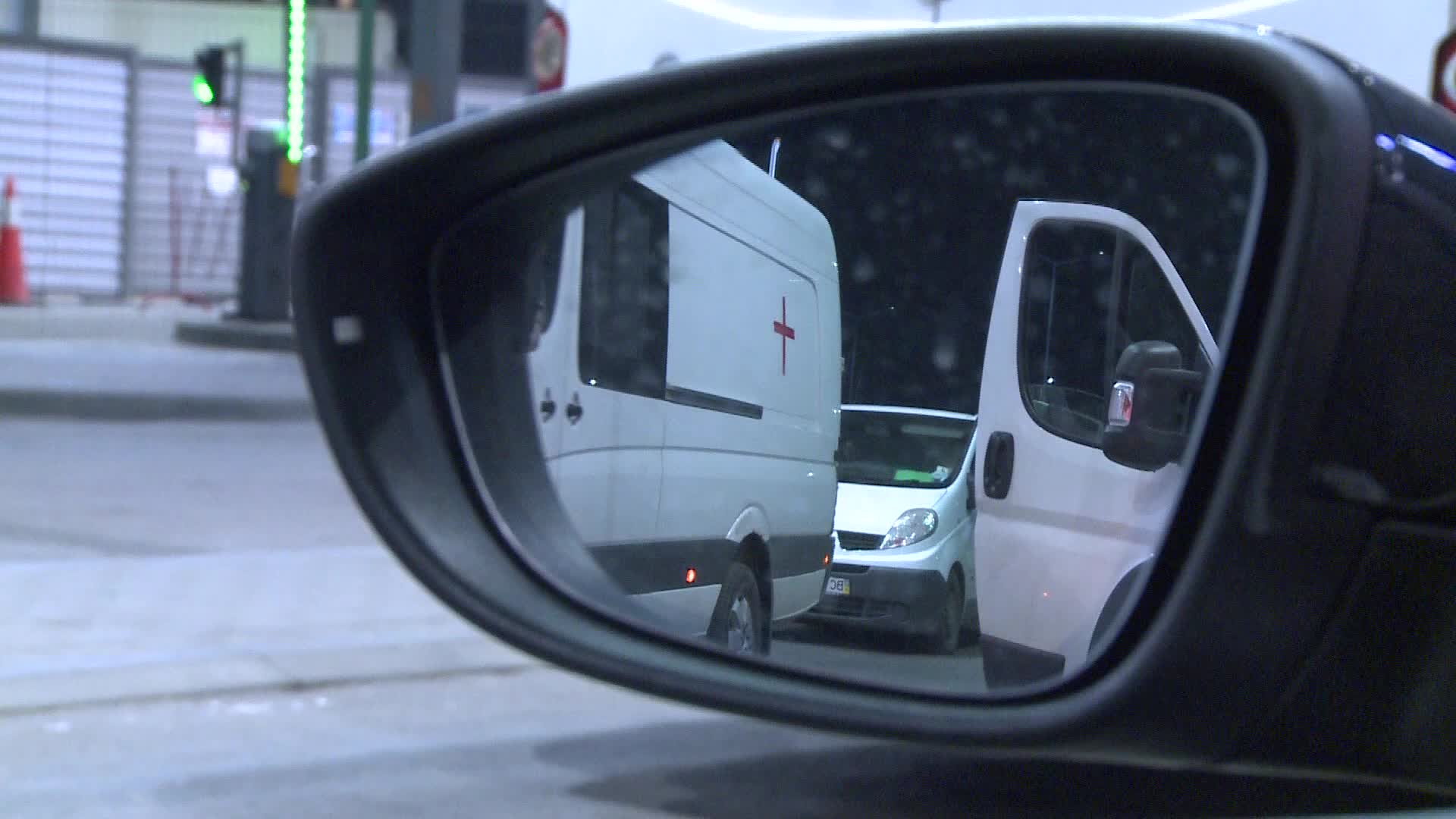 Long queues at the Ukraine border in the first days of the war with Russia