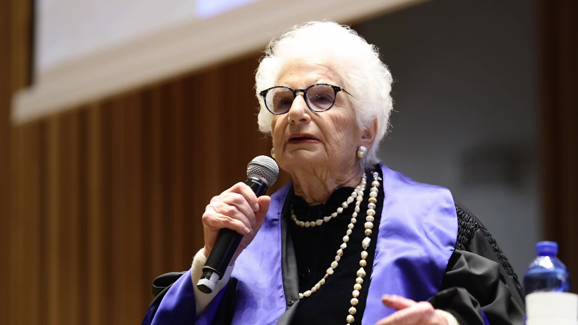 The award ceremony of the Honorary Degrees in Historical Sciences to Liliana Segre during the International Holocaust Remembrance Day in Milan