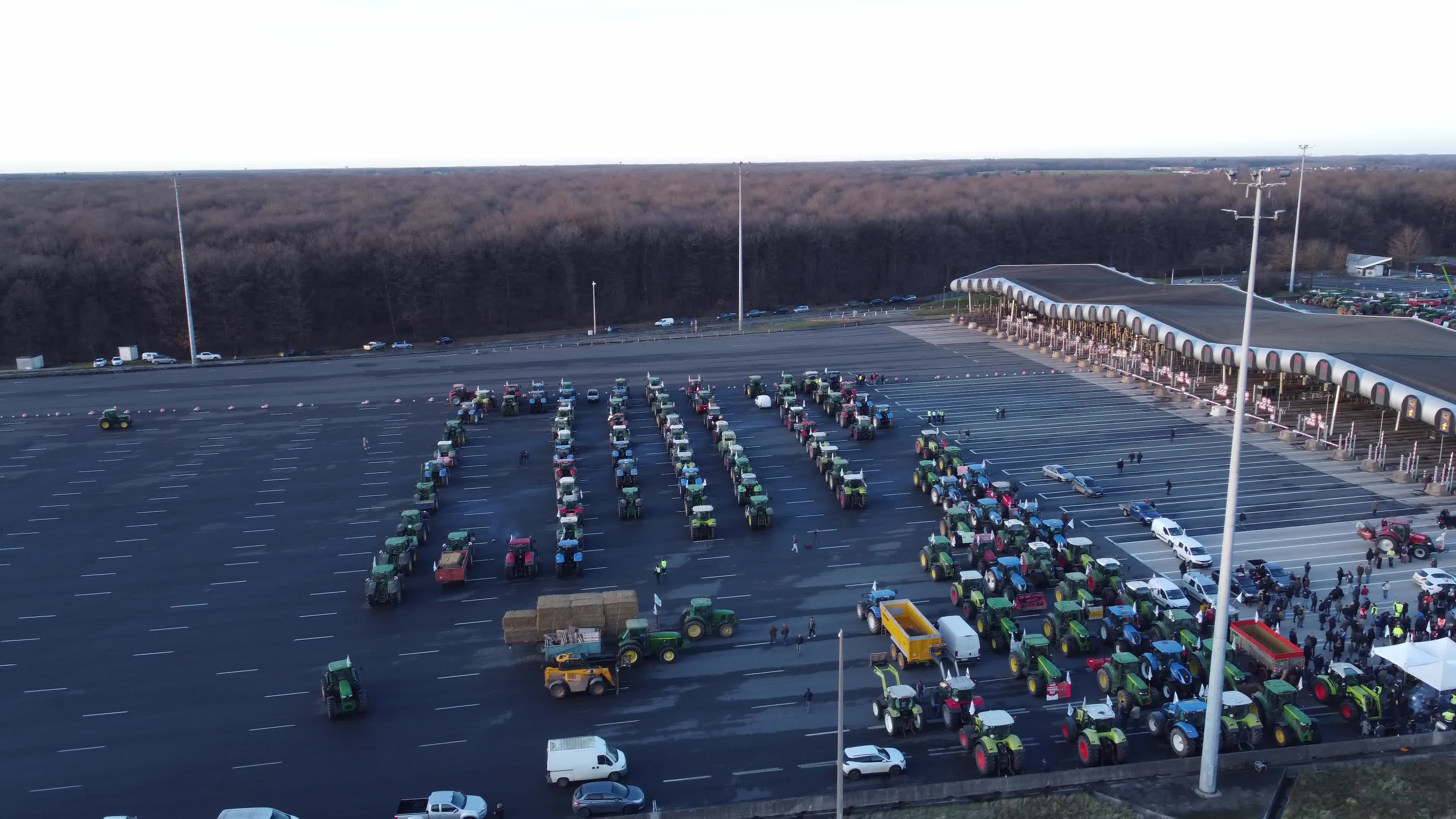 Protesting farmers blockade the A10 highway close to Paris