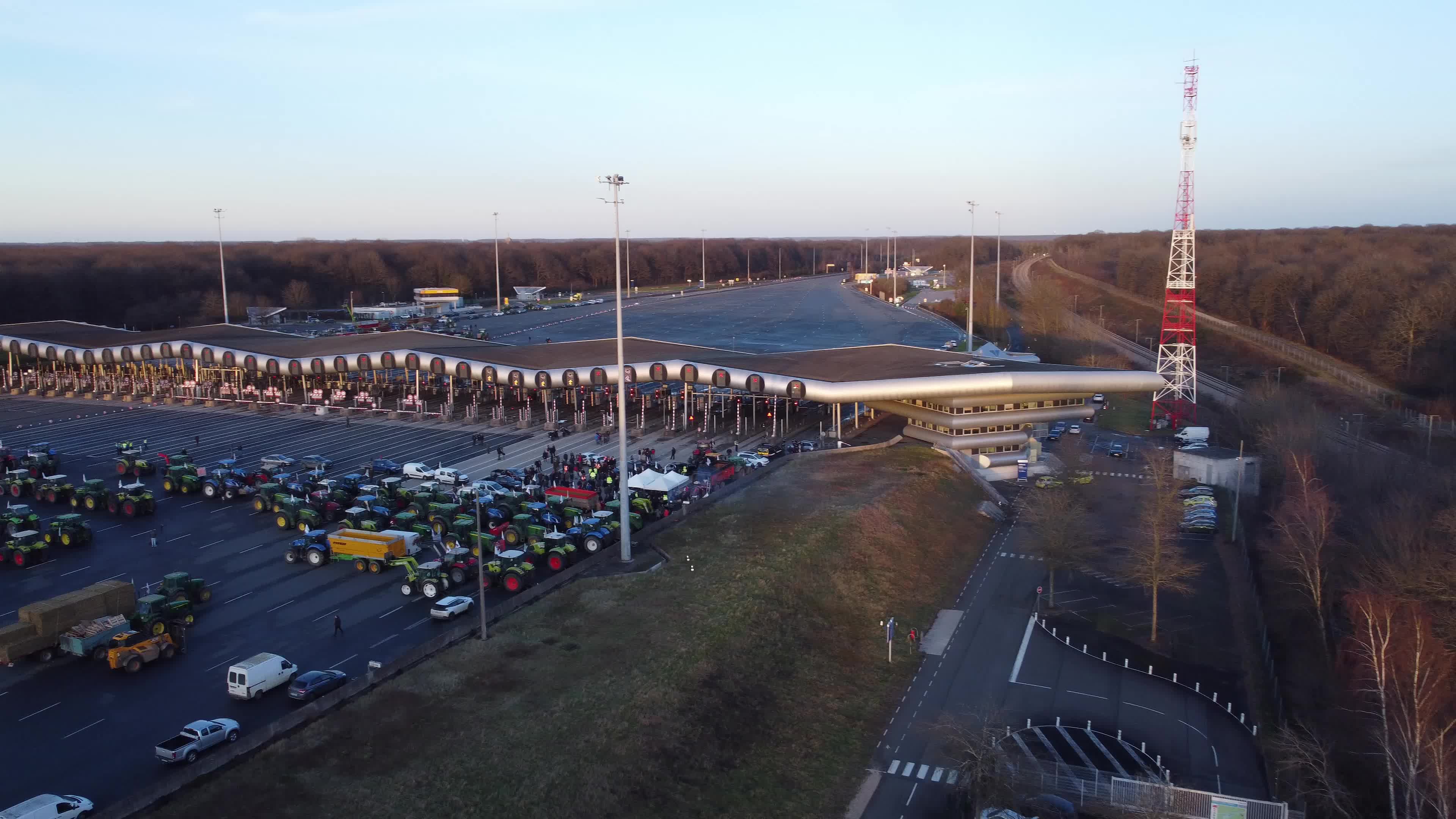 Protesting farmers blockade the A10 highway close to Paris