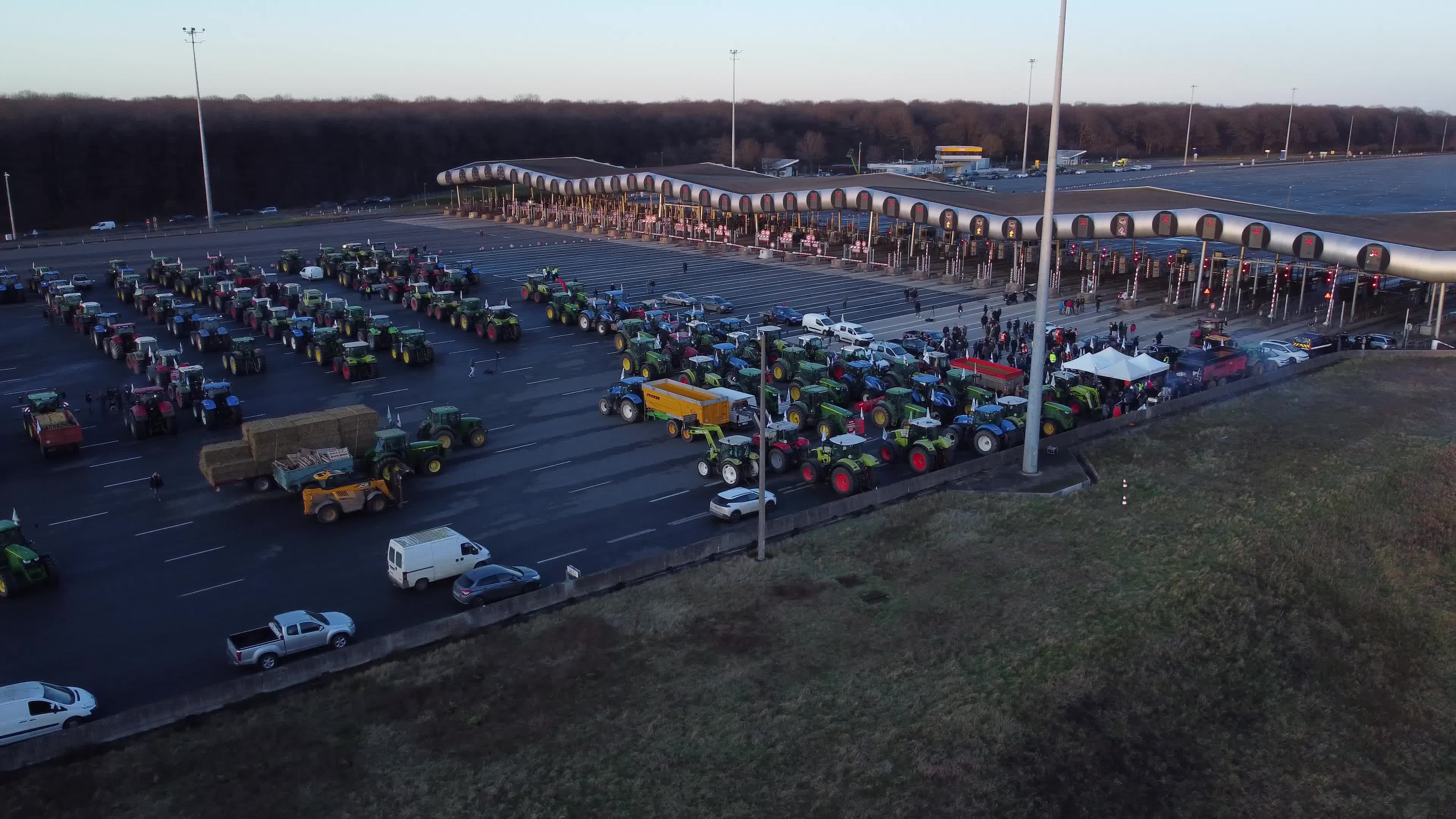 Protesting farmers blockade the A10 highway close to Paris