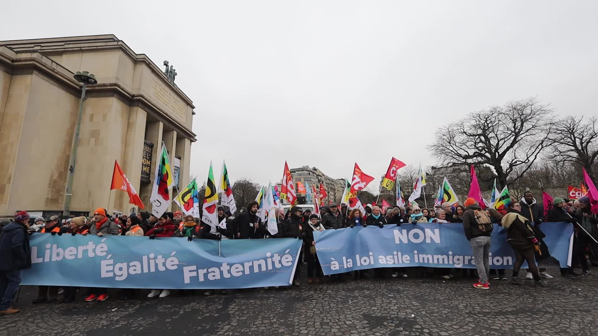 Demonstration in Paris against the immigration law.