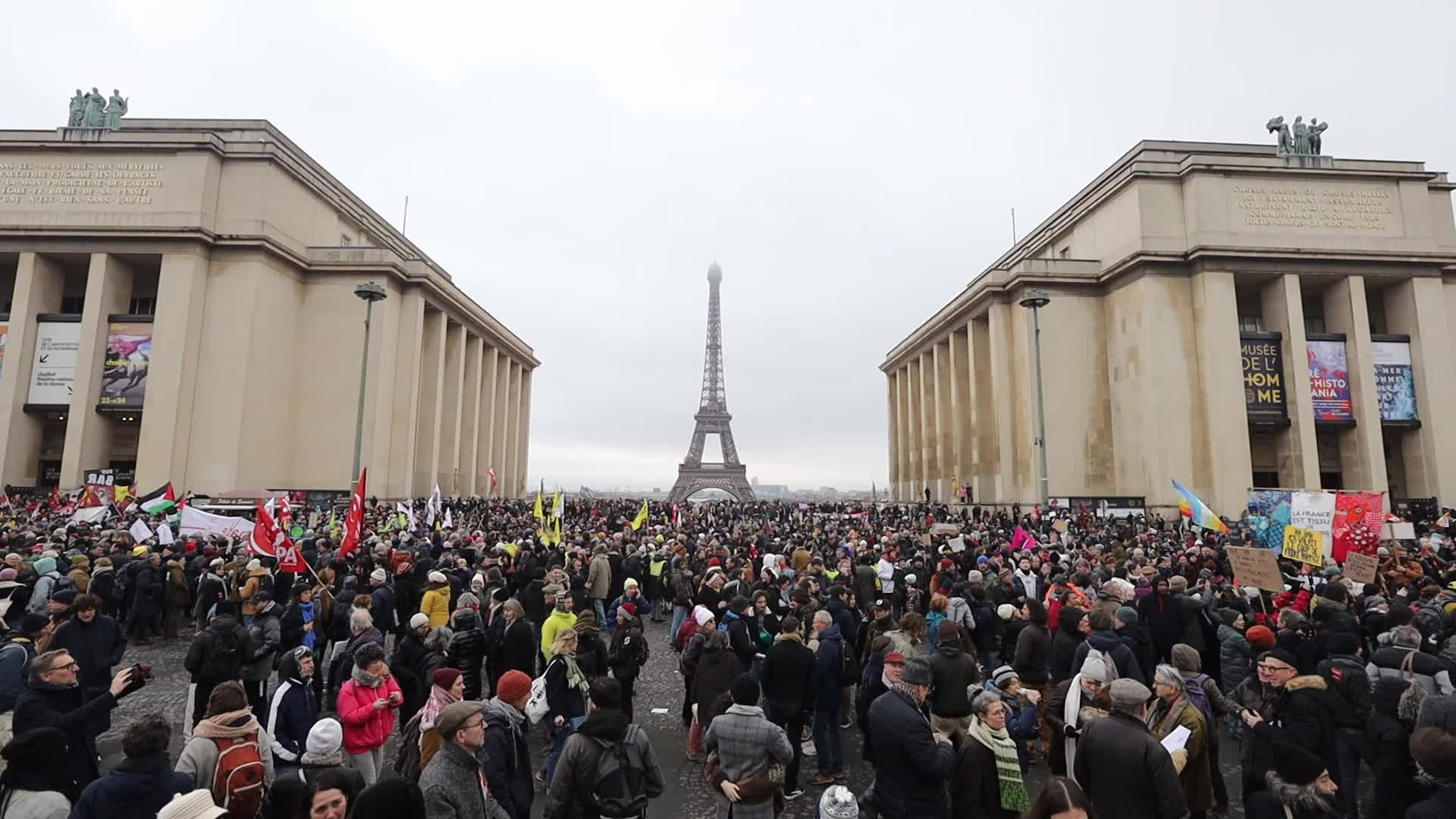 Demonstration in Paris against the immigration law.