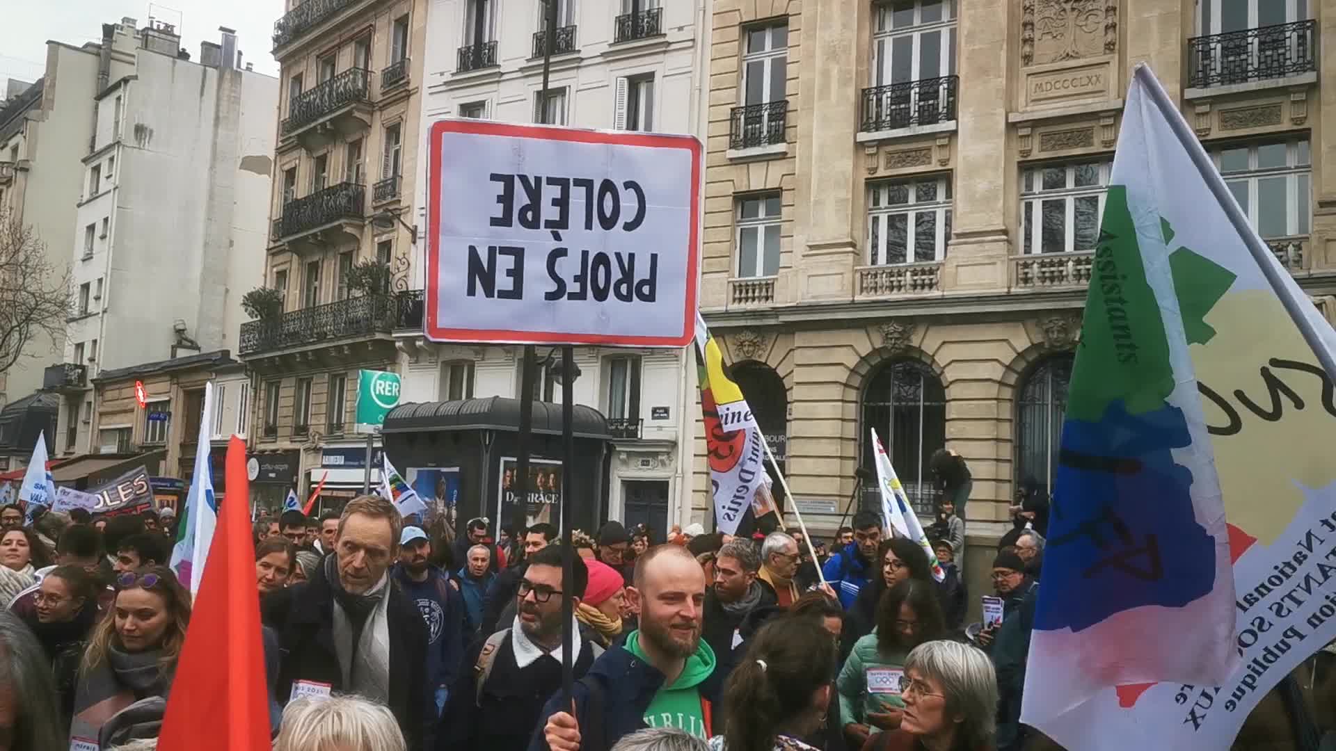 Strike and rally called by French teaching unions over pay and conditions in Paris