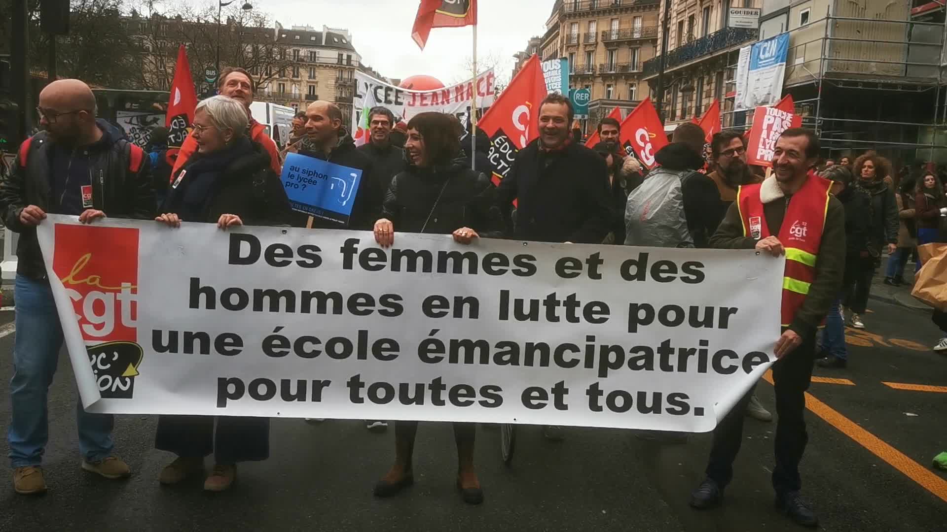Strike and rally called by French teaching unions over pay and conditions in Paris