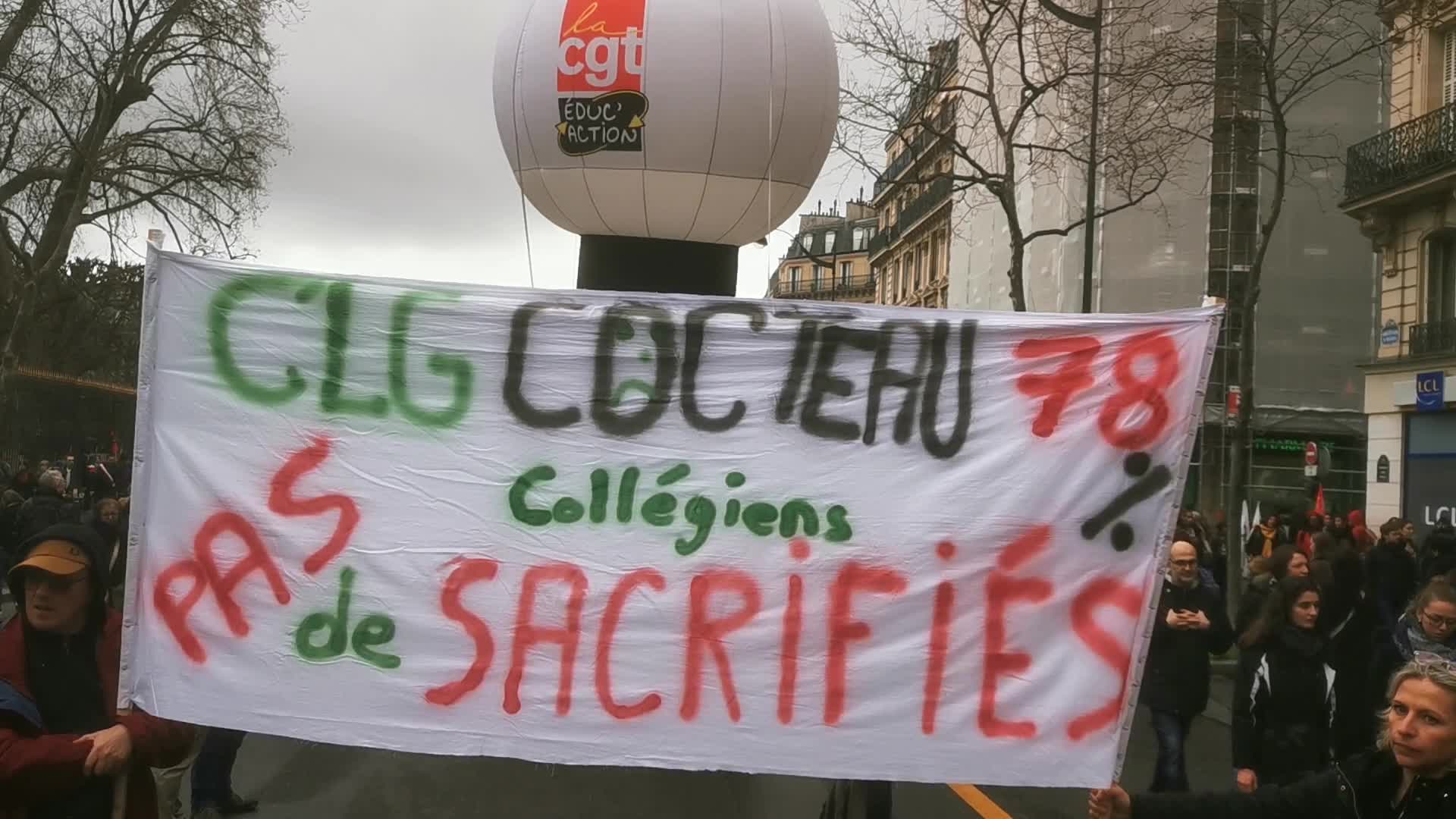 Strike and rally called by French teaching unions over pay and conditions in Paris