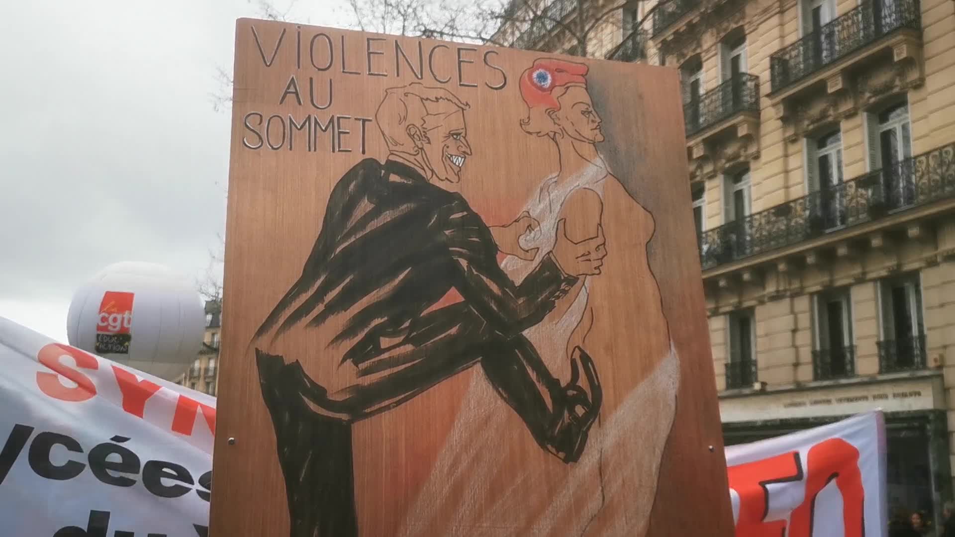 Strike and rally called by French teaching unions over pay and conditions in Paris