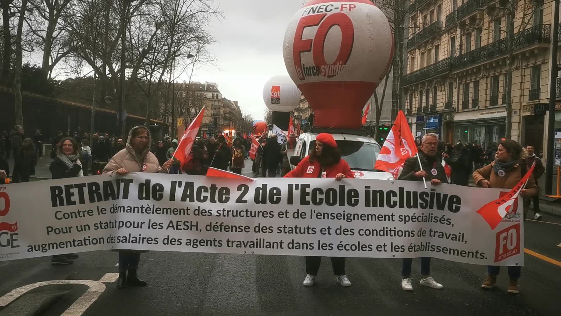 Strike and rally called by French teaching unions over pay and conditions in Paris