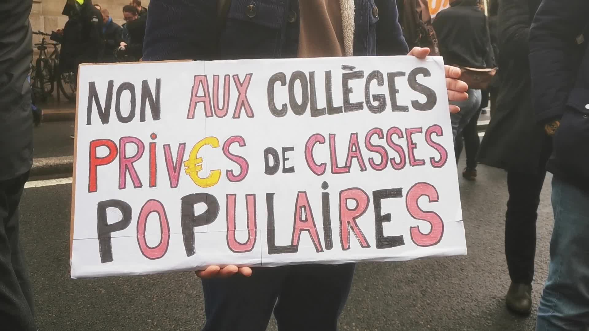 Strike and rally called by French teaching unions over pay and conditions in Paris