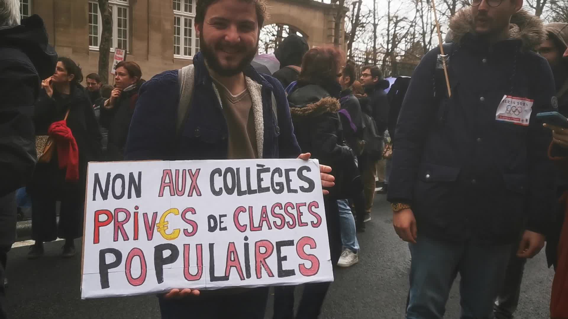 Strike and rally called by French teaching unions over pay and conditions in Paris