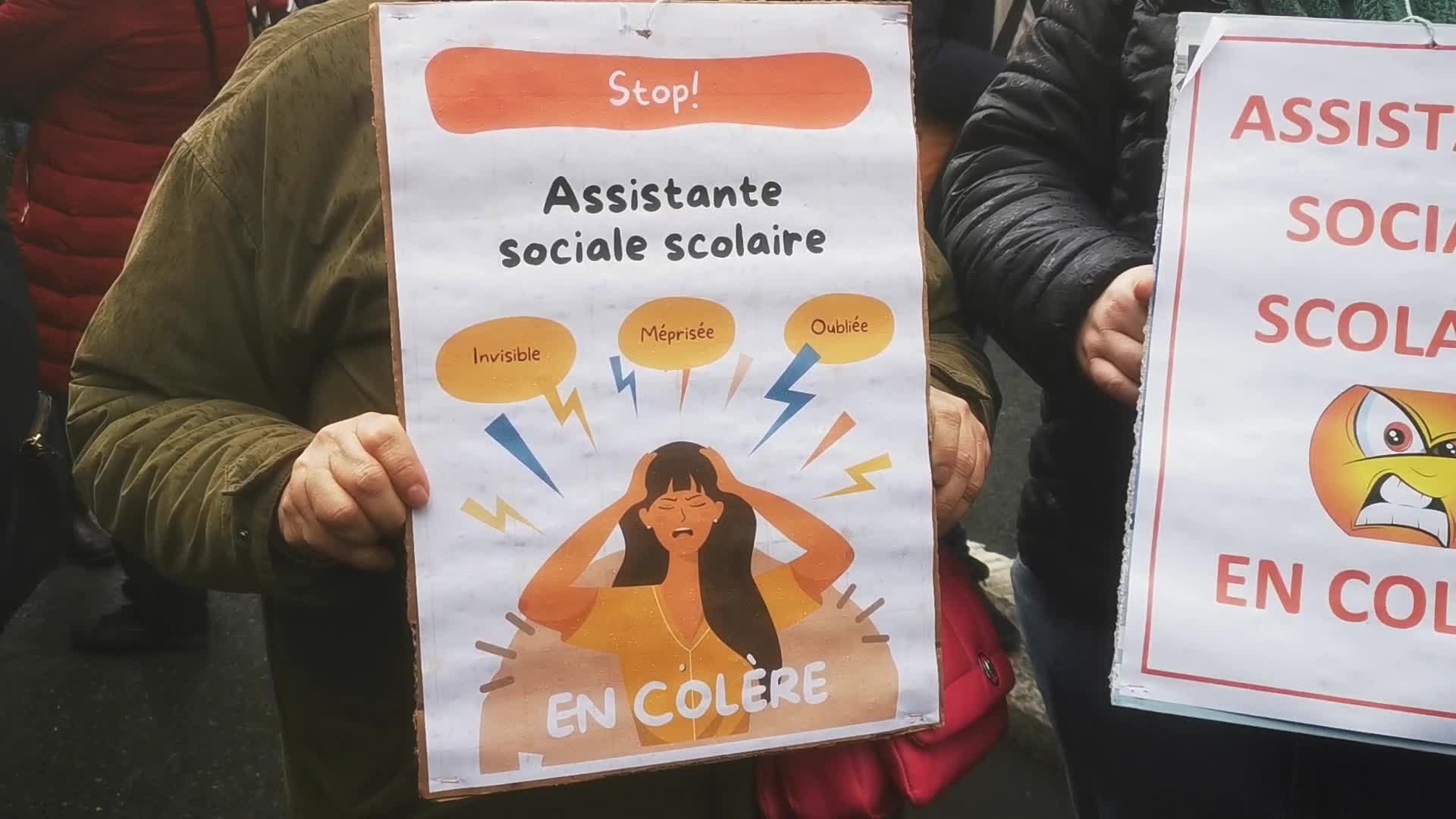 Strike and rally called by French teaching unions over pay and conditions in Paris