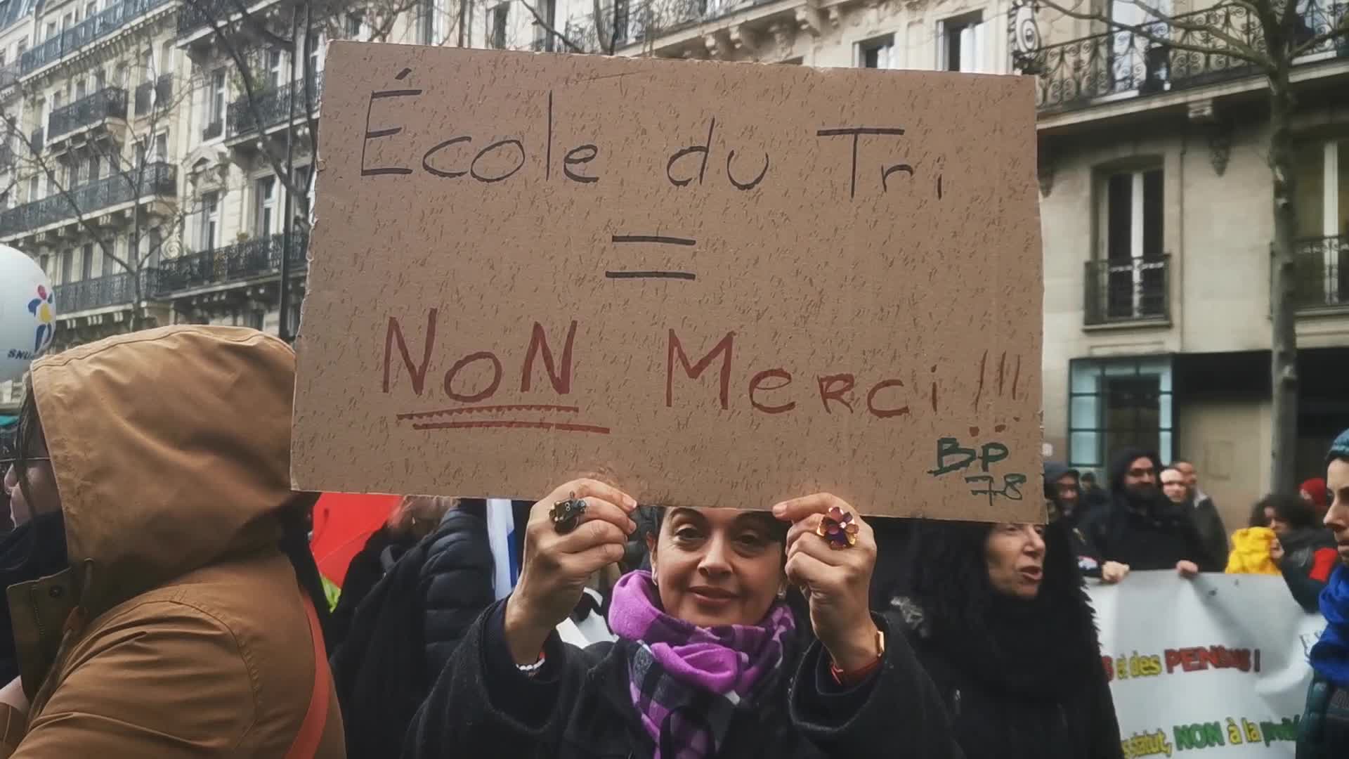 Strike and rally called by French teaching unions over pay and conditions in Paris
