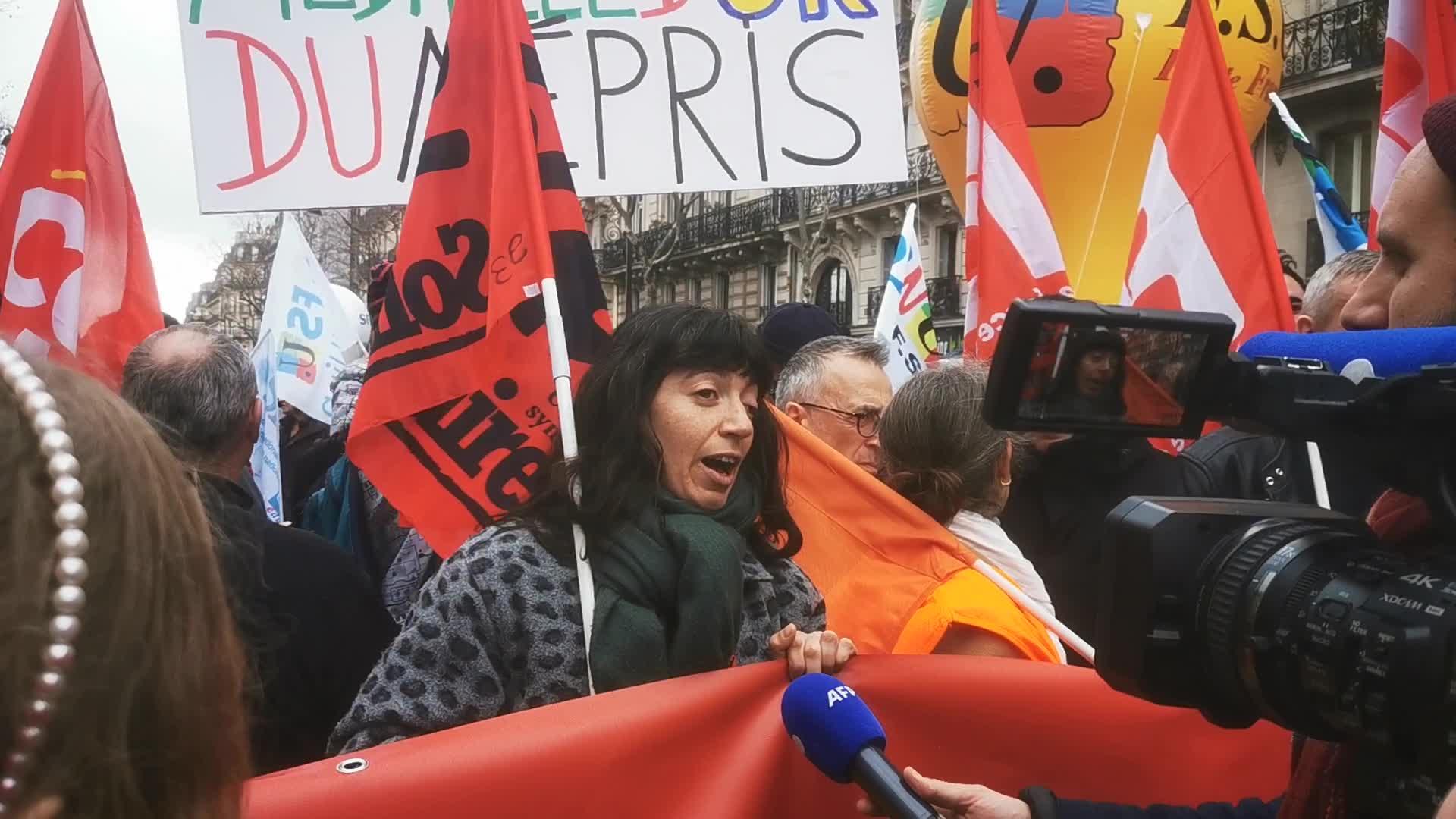 Strike and rally called by French teaching unions over pay and conditions in Paris