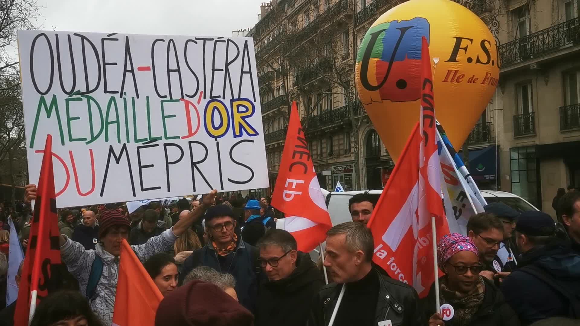 Strike and rally called by French teaching unions over pay and conditions in Paris