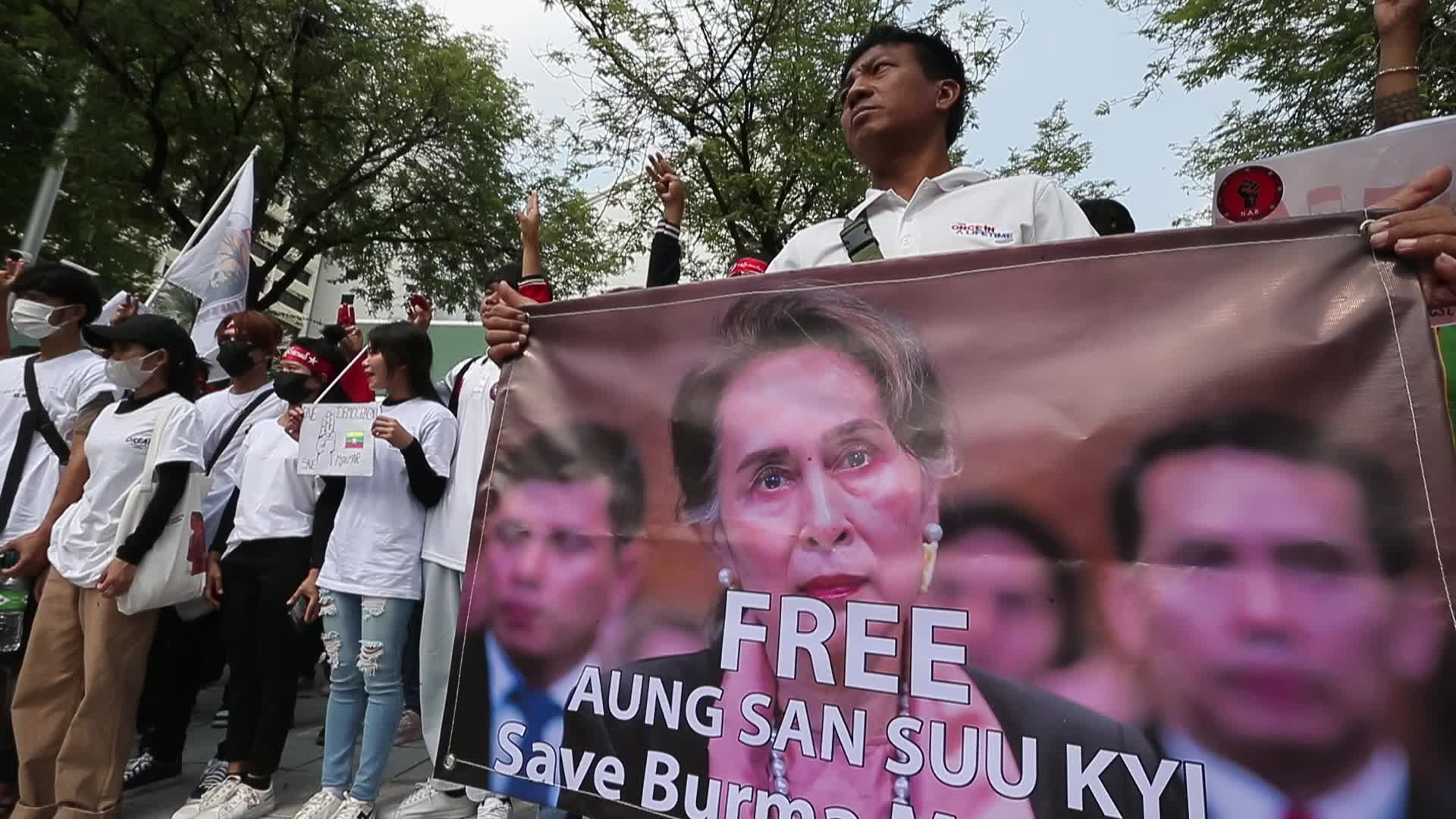 Myanmar Expatriates Protest in Thailand on Coup's Third Anniversary