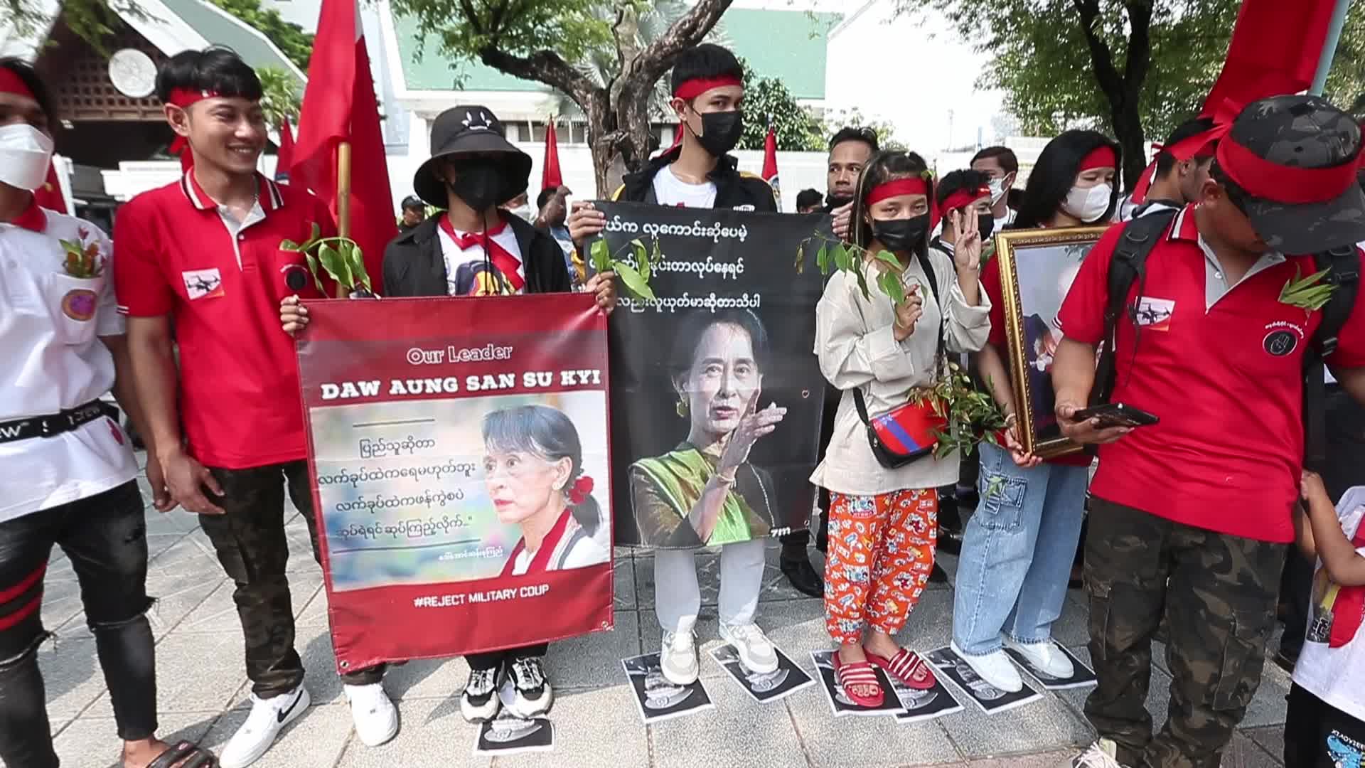 Myanmar Expatriates Protest in Thailand on Coup's Third Anniversary