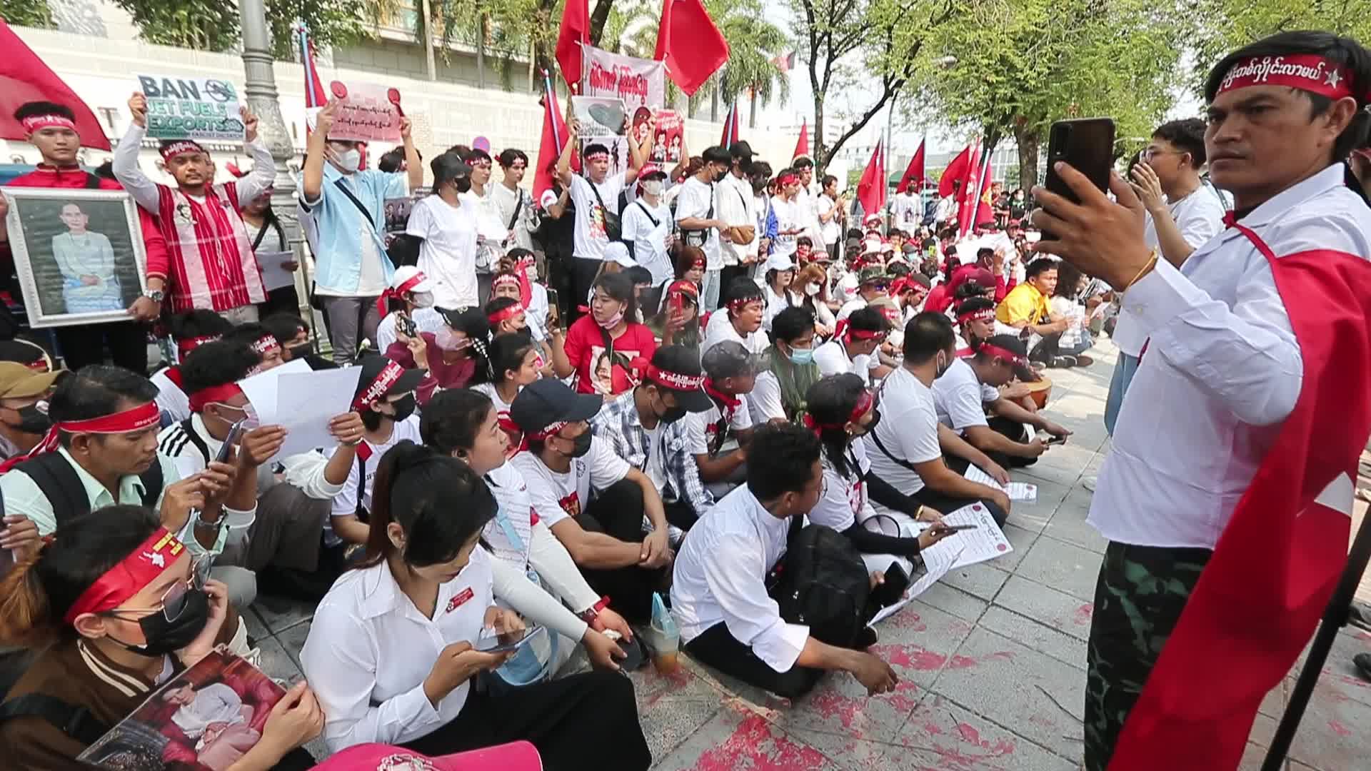 Myanmar Expatriates Protest in Thailand on Coup's Third Anniversary