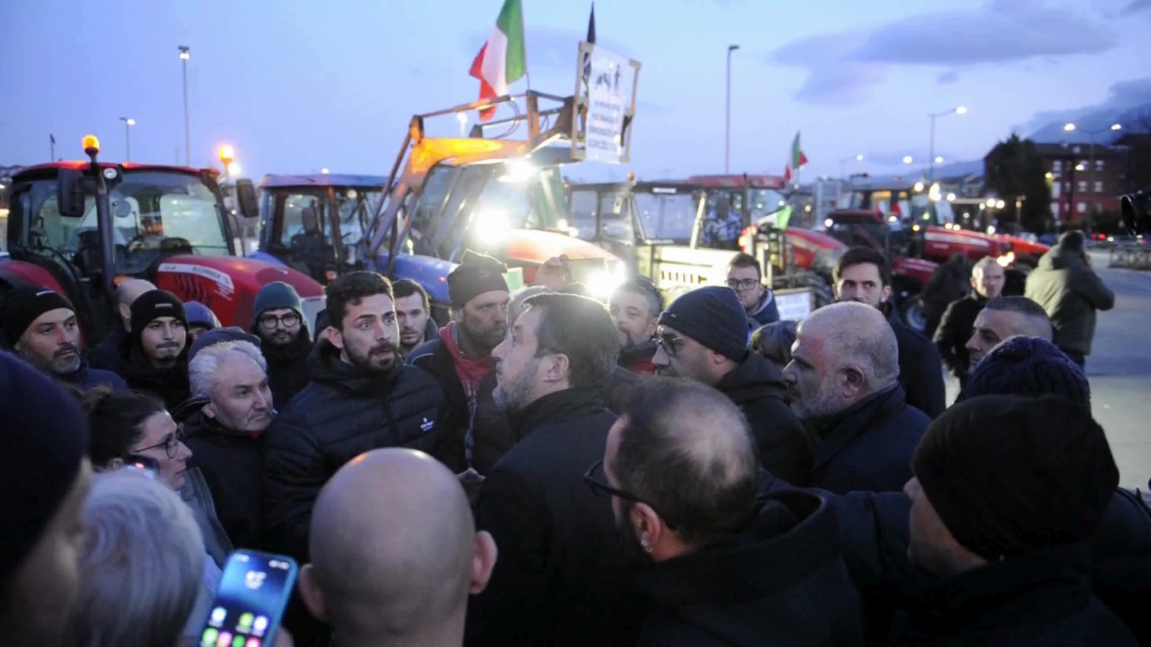 Matteo Salvini Meets Farmers In L'Aquila, Italy