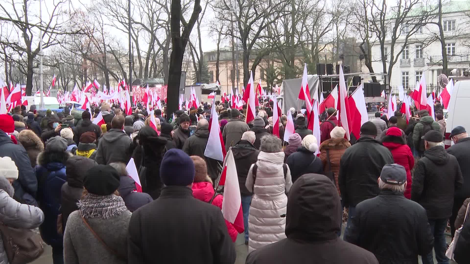 Right wing opposition protest in Warsaw, Poland