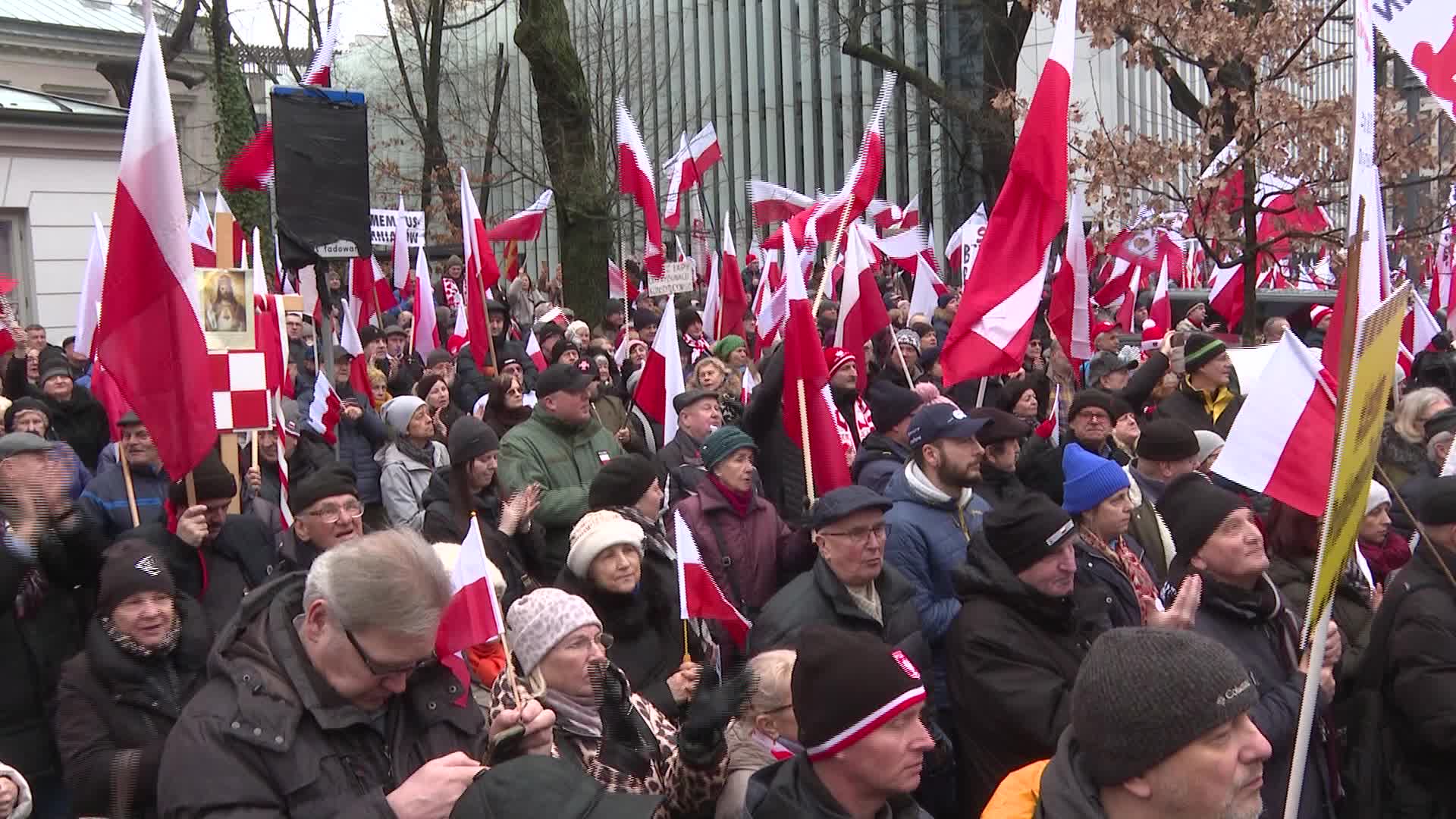 Right wing opposition protest in Warsaw, Poland