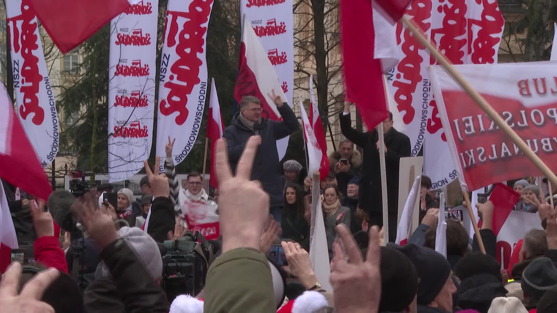 Right wing opposition protest in Warsaw, Poland