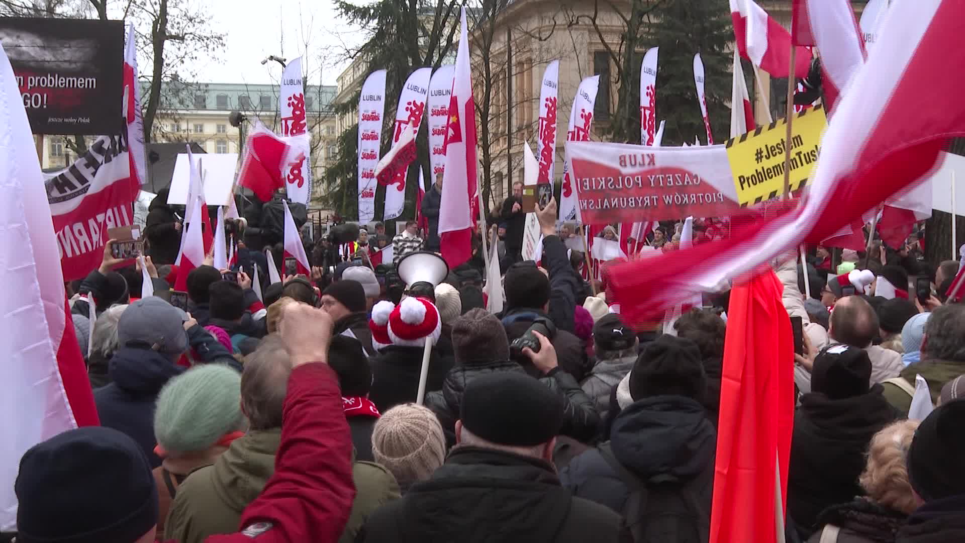 Right wing opposition protest in Warsaw, Poland