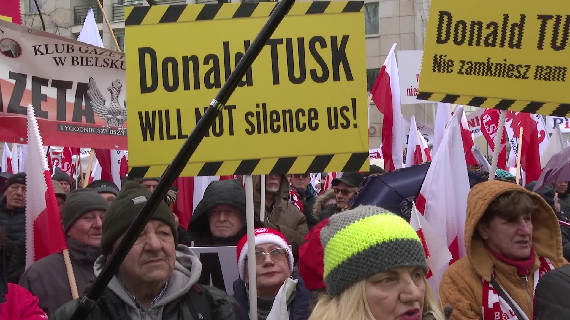 Right wing opposition protest in Warsaw, Poland