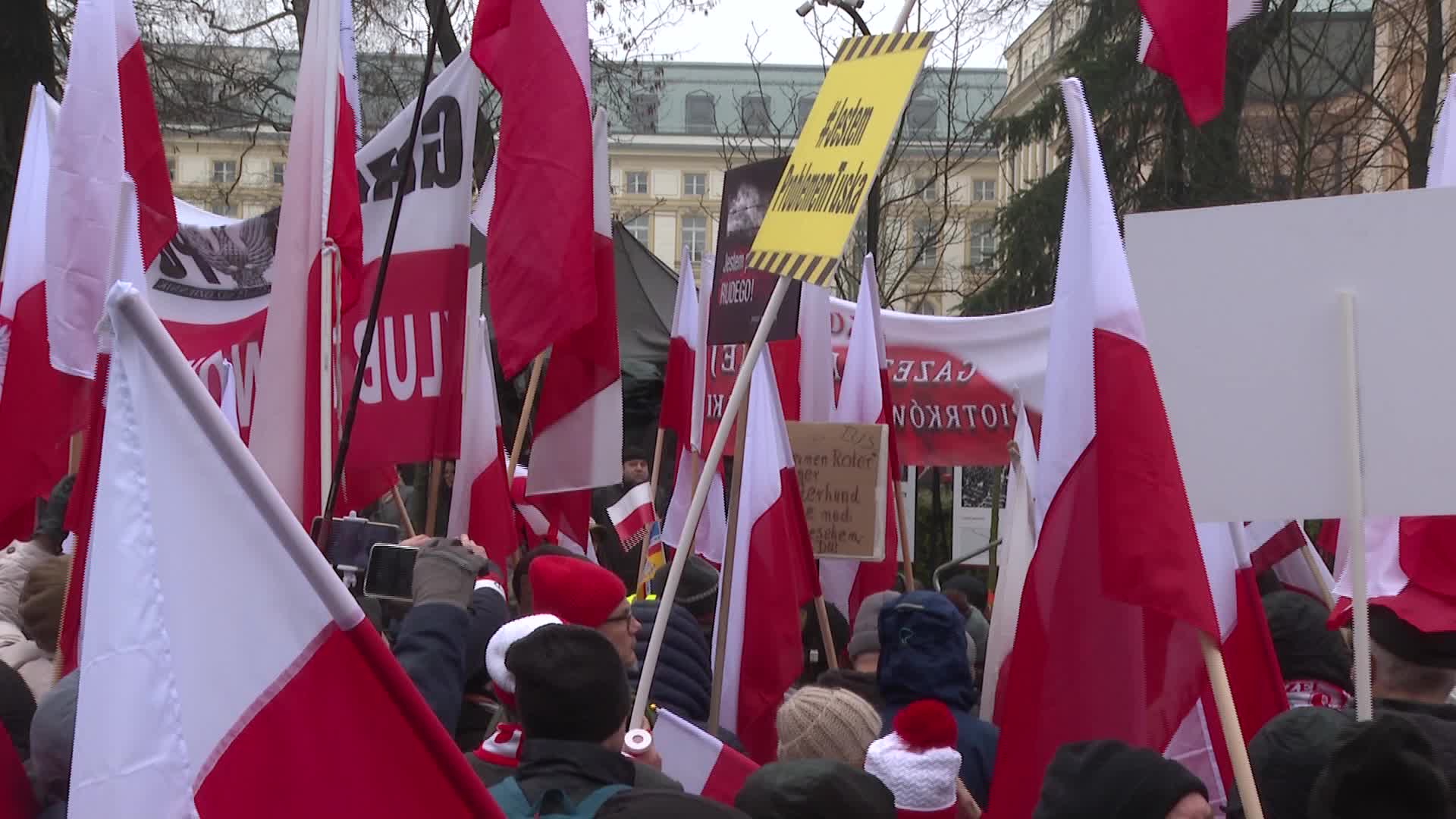 Right wing opposition protest in Warsaw, Poland